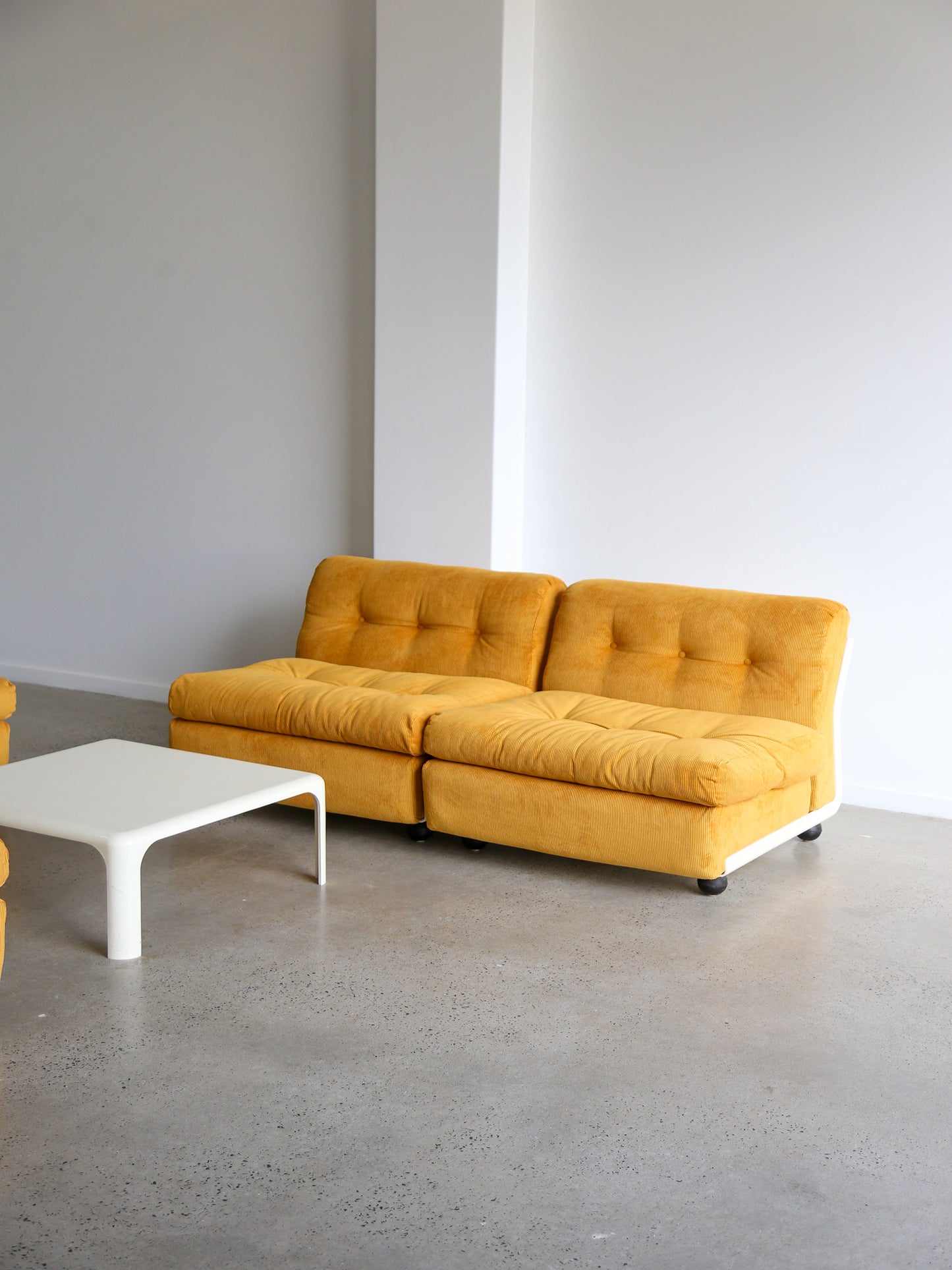 Amanta Modular Sofa in Yellow Velvet & White Frame By Mario Bellini for B&B Italia
