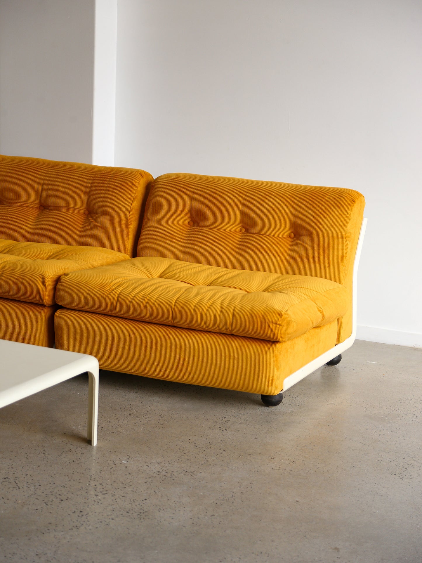 Amanta Modular Sofa in Yellow Velvet & White Frame By Mario Bellini for B&B Italia