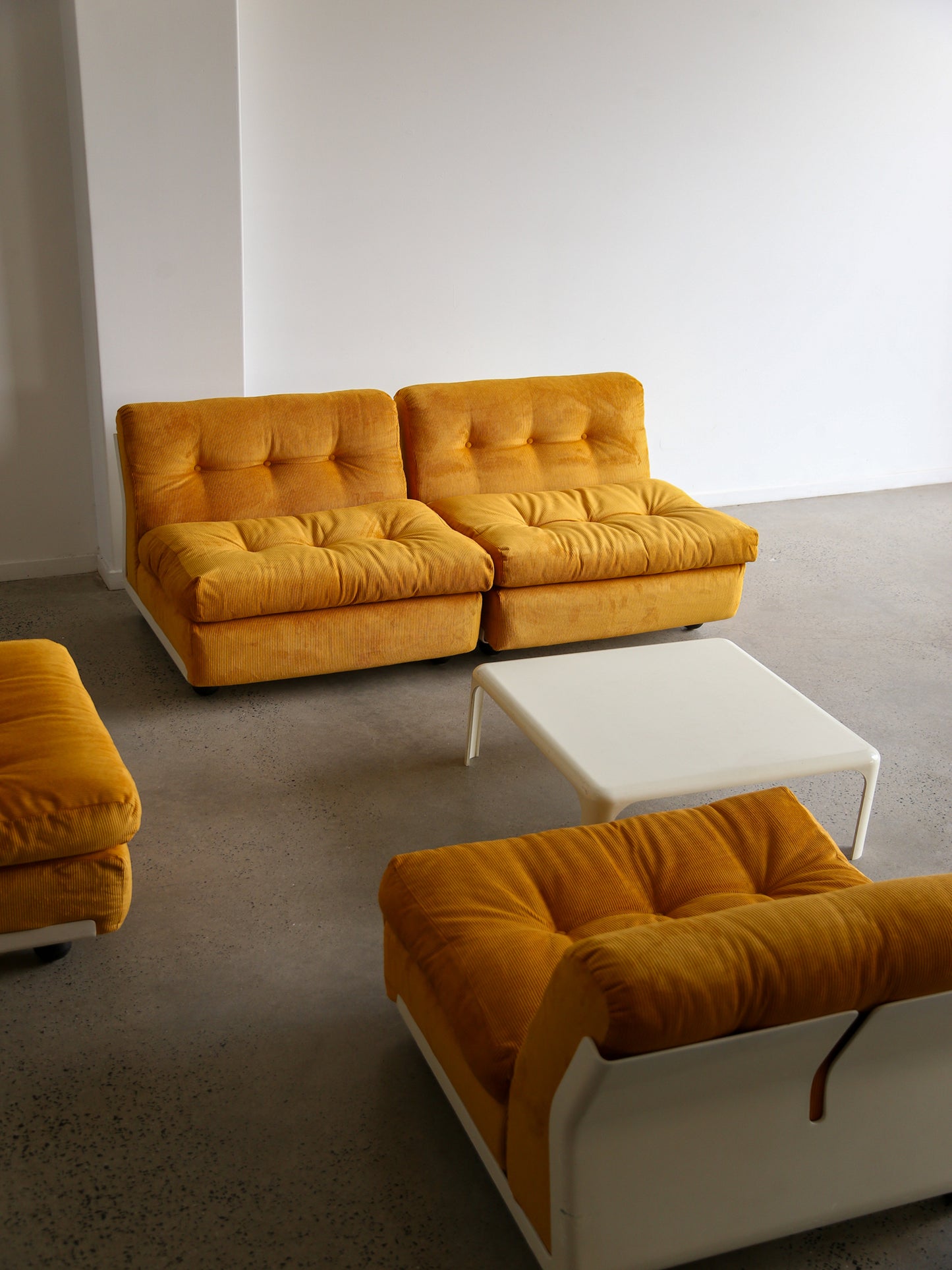 Amanta Modular Sofa in Yellow Velvet & White Frame By Mario Bellini for B&B Italia