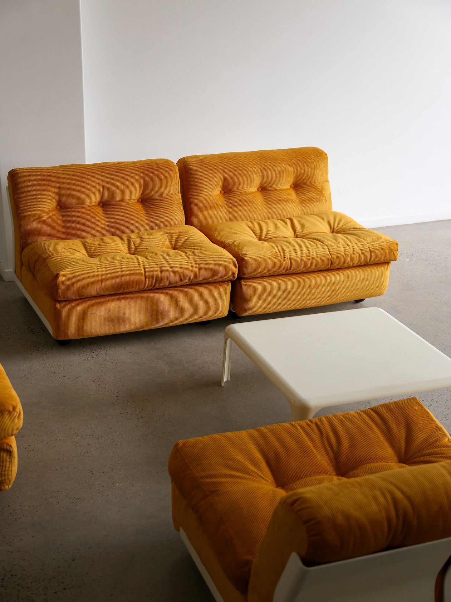 Amanta Modular Sofa in Yellow Velvet & White Frame By Mario Bellini for B&B Italia