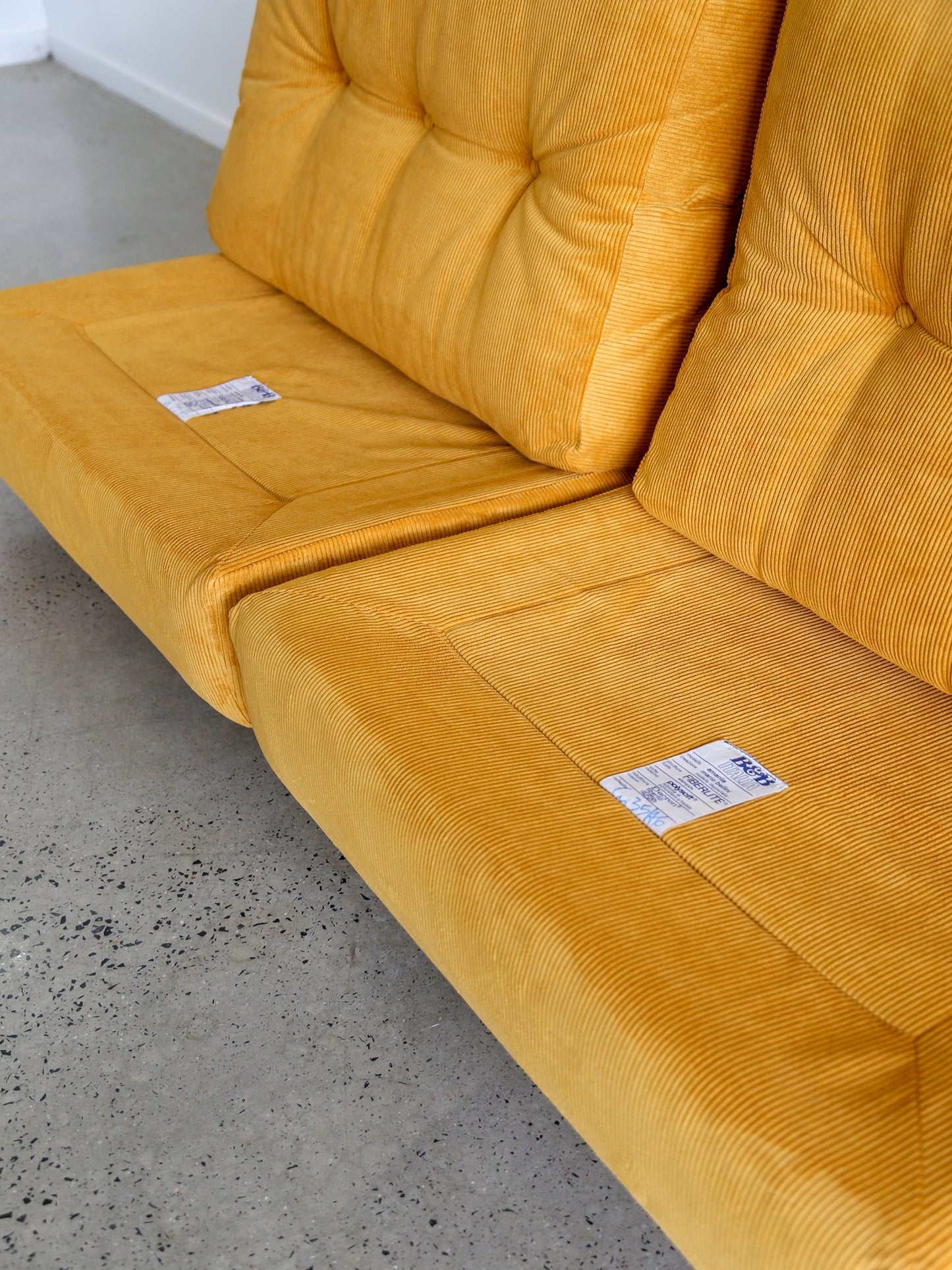 Amanta Modular Sofa in Yellow Velvet & White Frame By Mario Bellini for B&B Italia