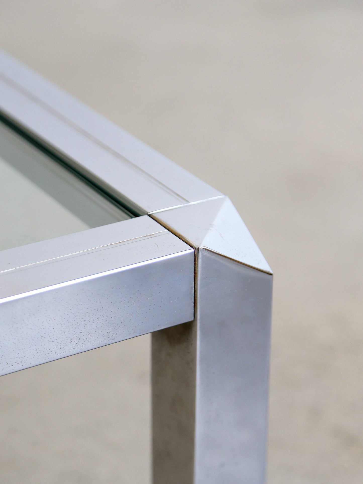 Italian Mid Century Modern Chrome & Smoked Glass Square Coffee Table