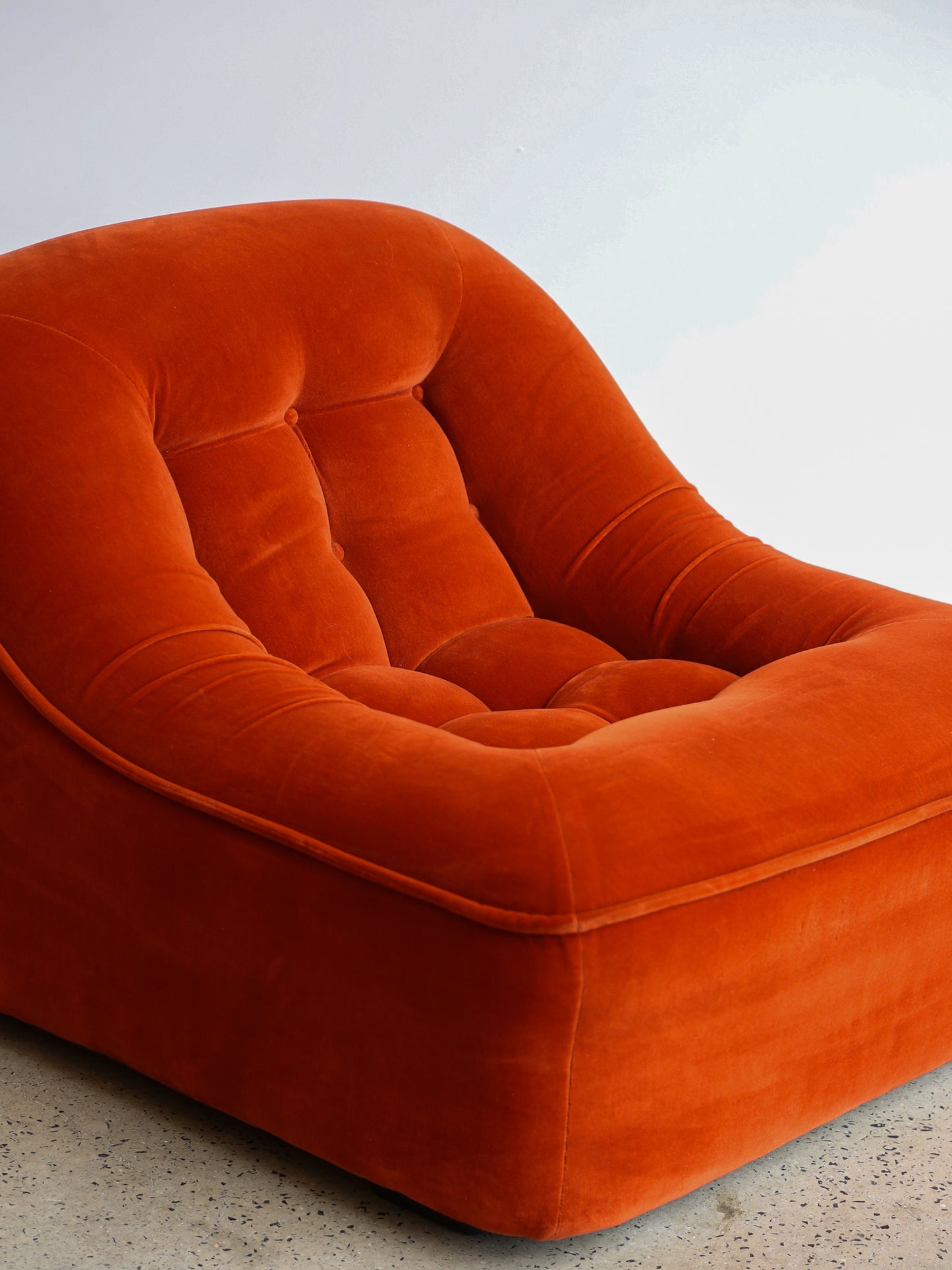 Italian Modular Sofa Model Lando Set of Two in Red Velvet & Abs Plastic