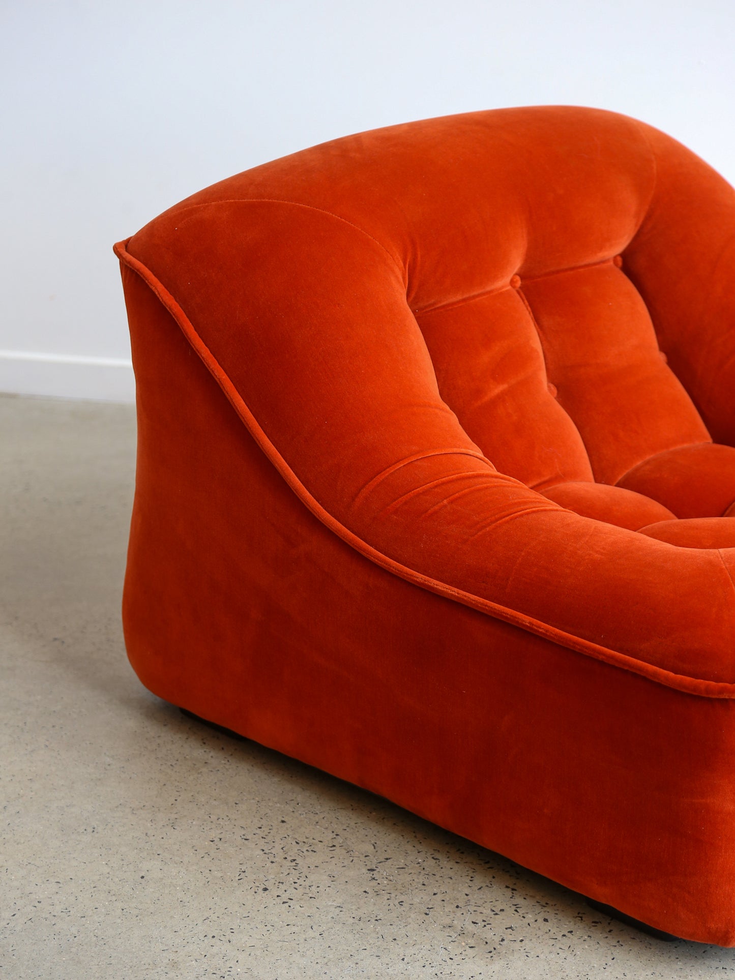 Italian Modular Sofa Model Lando Set of Two in Red Velvet & Abs Plastic