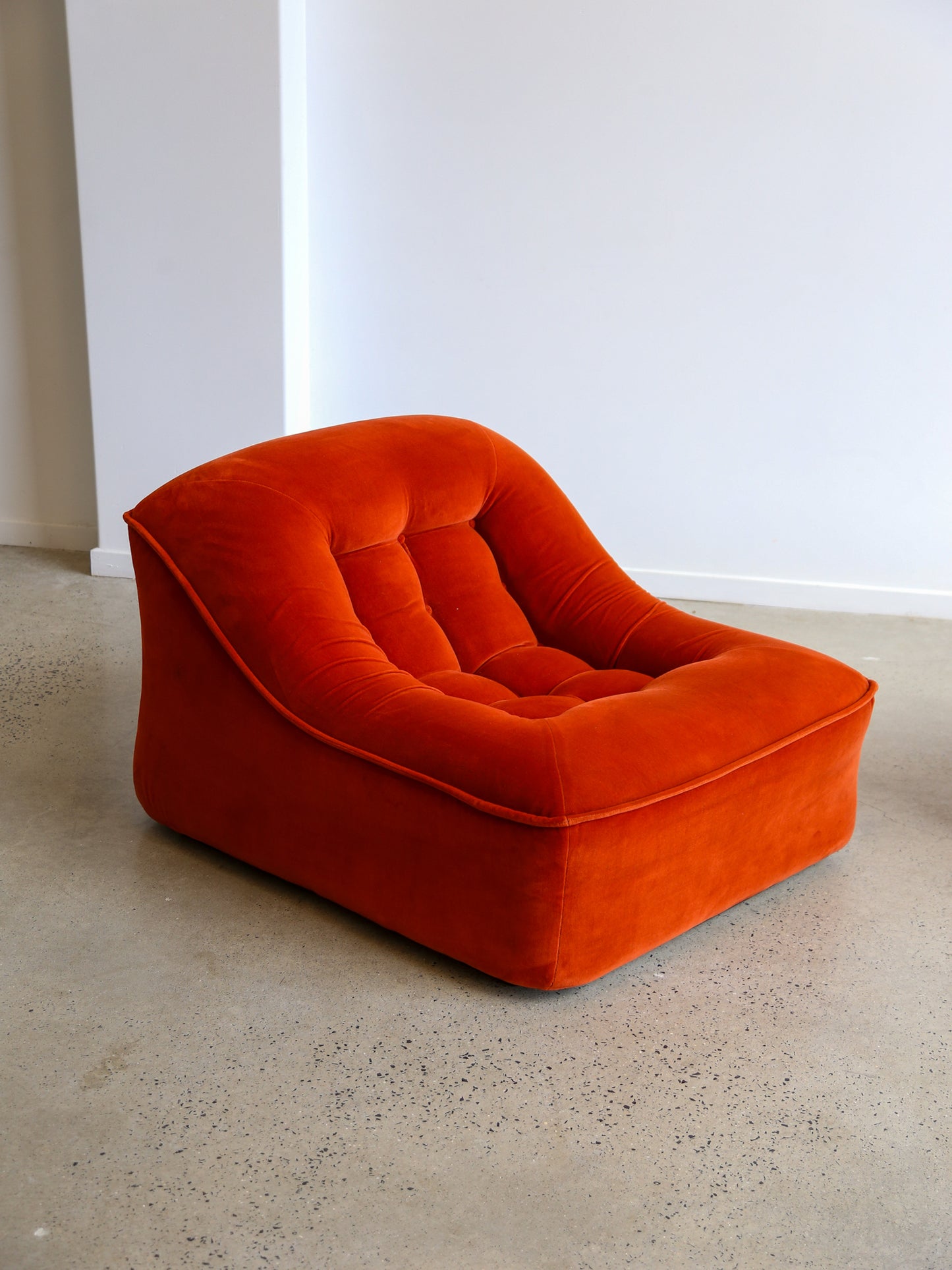 Italian Modular Sofa Model Lando Set of Two in Red Velvet & Abs Plastic