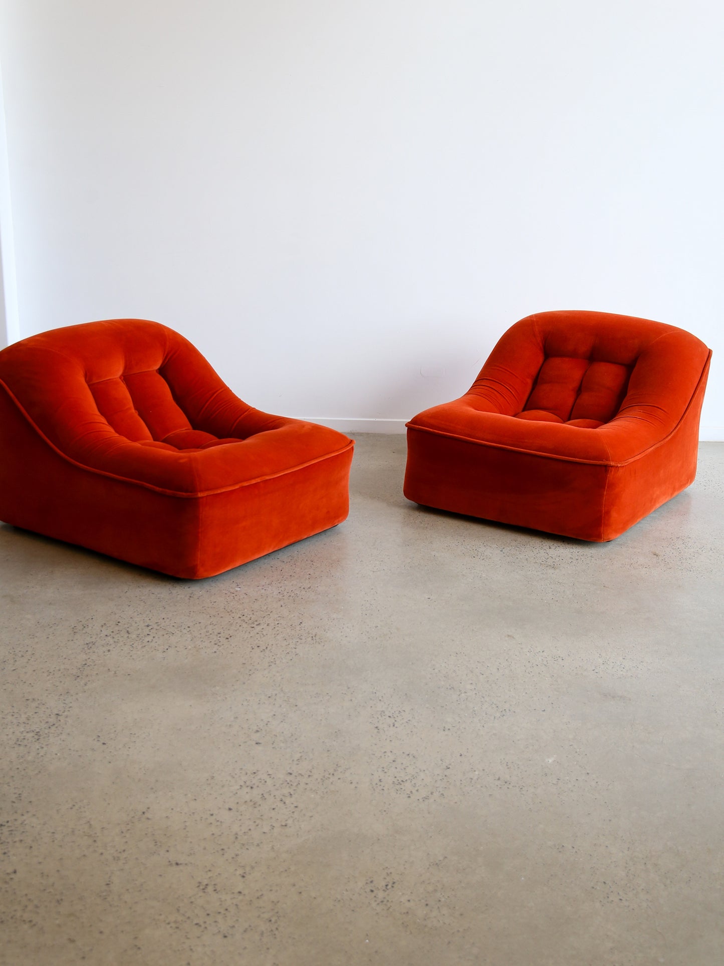 Italian Modular Sofa Model Lando Set of Two in Red Velvet & Abs Plastic