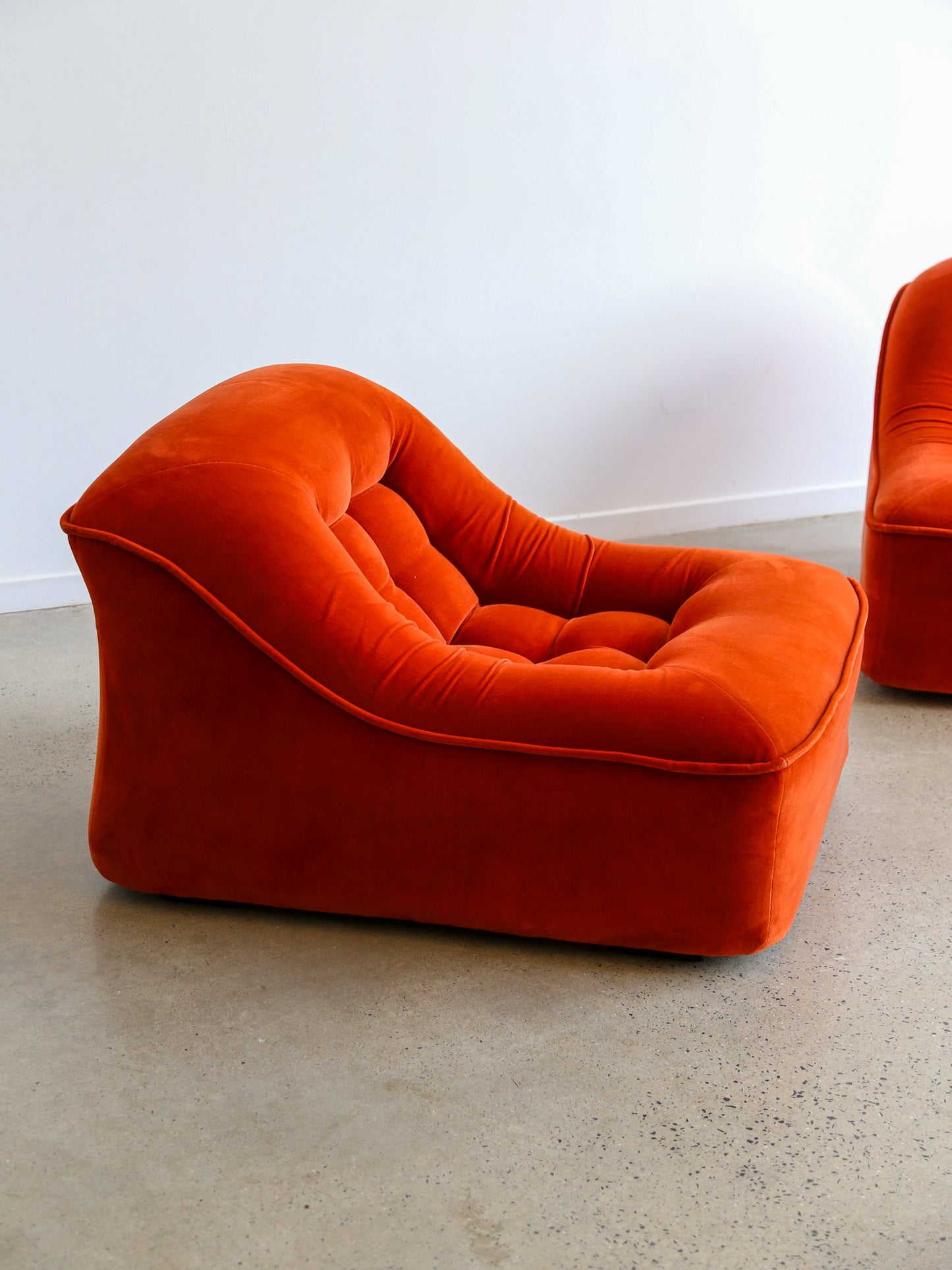Italian Modular Sofa Model Lando Set of Two in Red Velvet & Abs Plastic