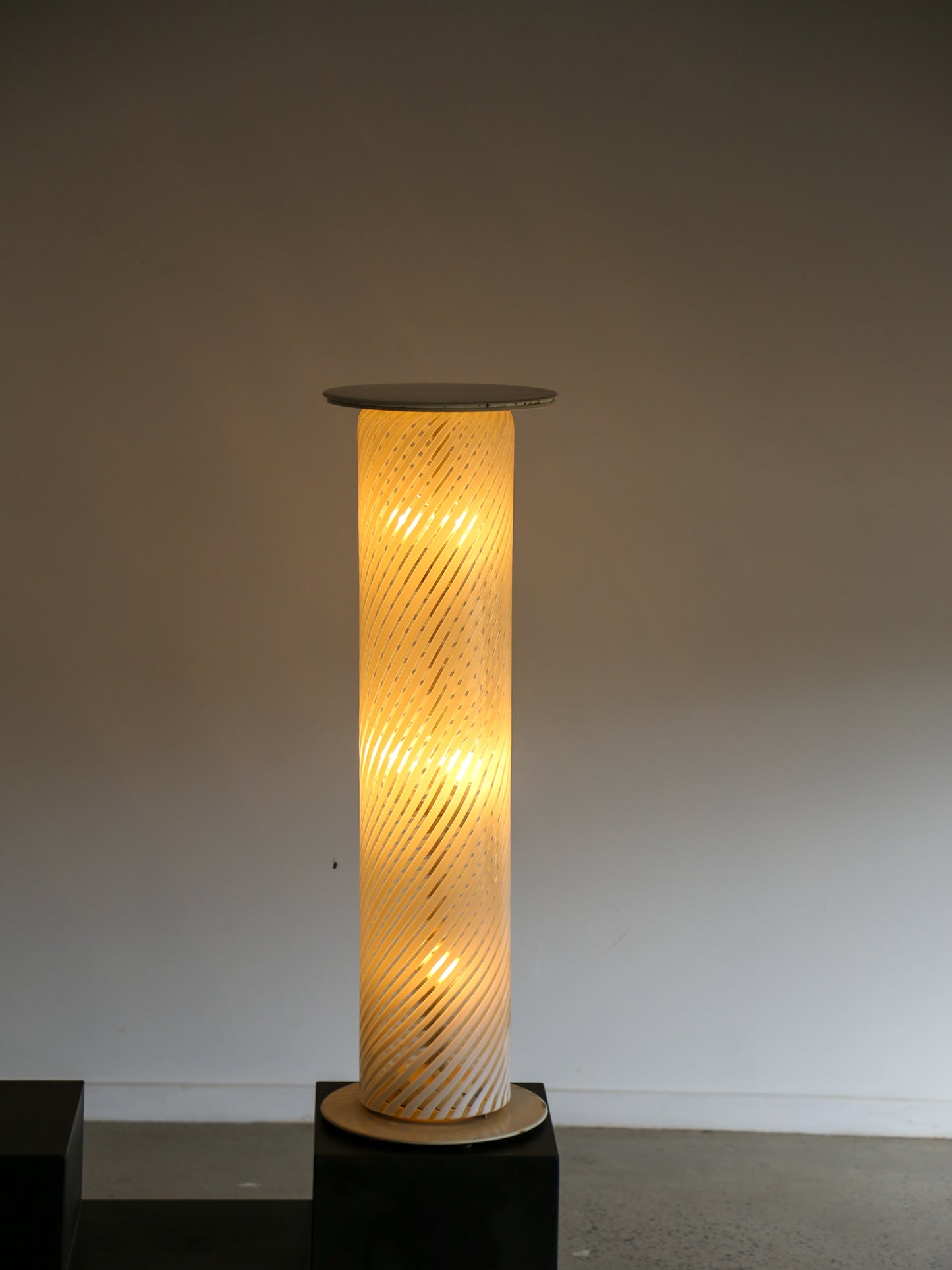 White Tubular Murano Glass Floor Lamp by Carlo Nason