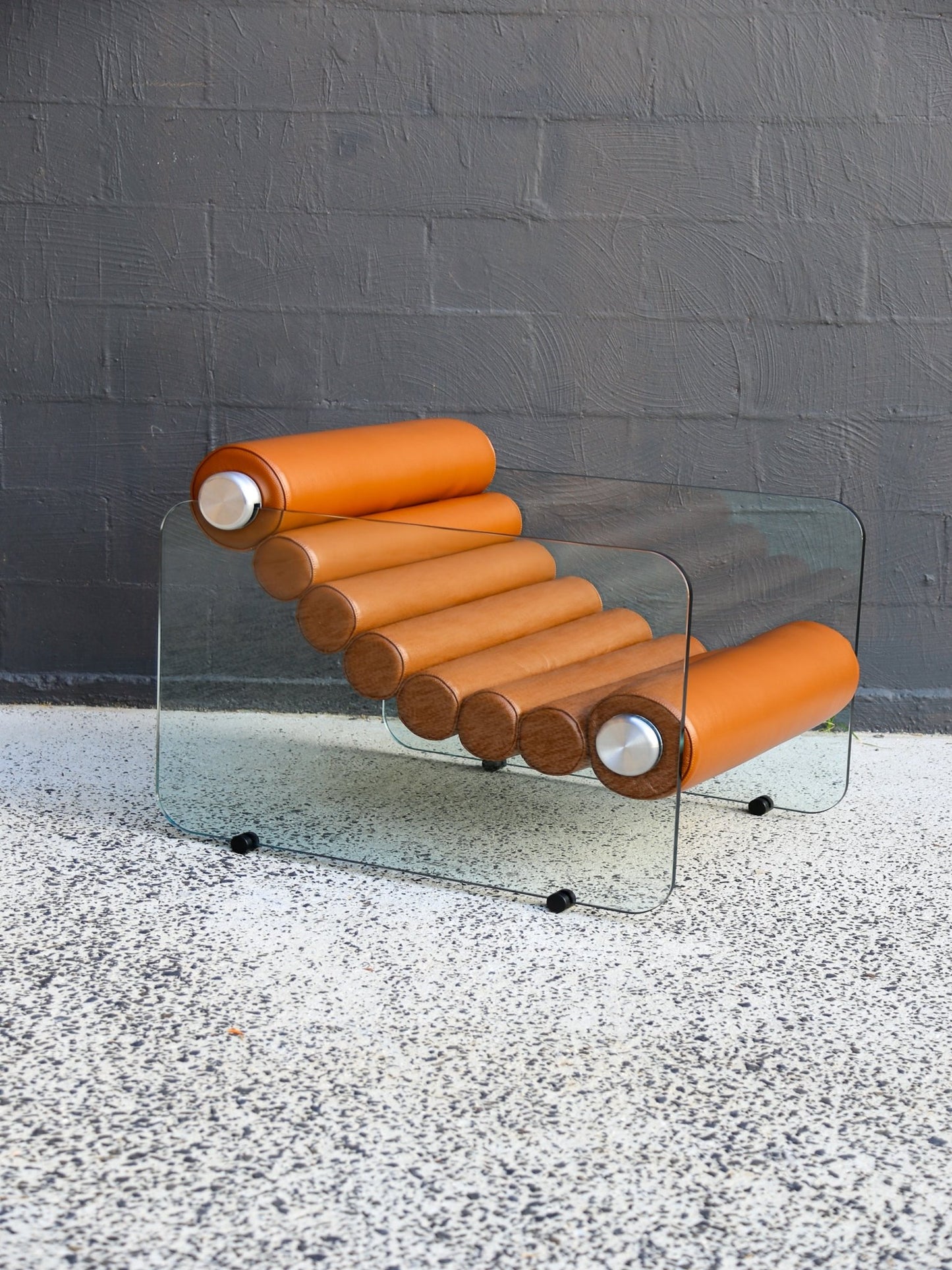 Fabio Lenci Tan Leather “Hyaline” Chairs for Standing, Italy - Lumini Collections