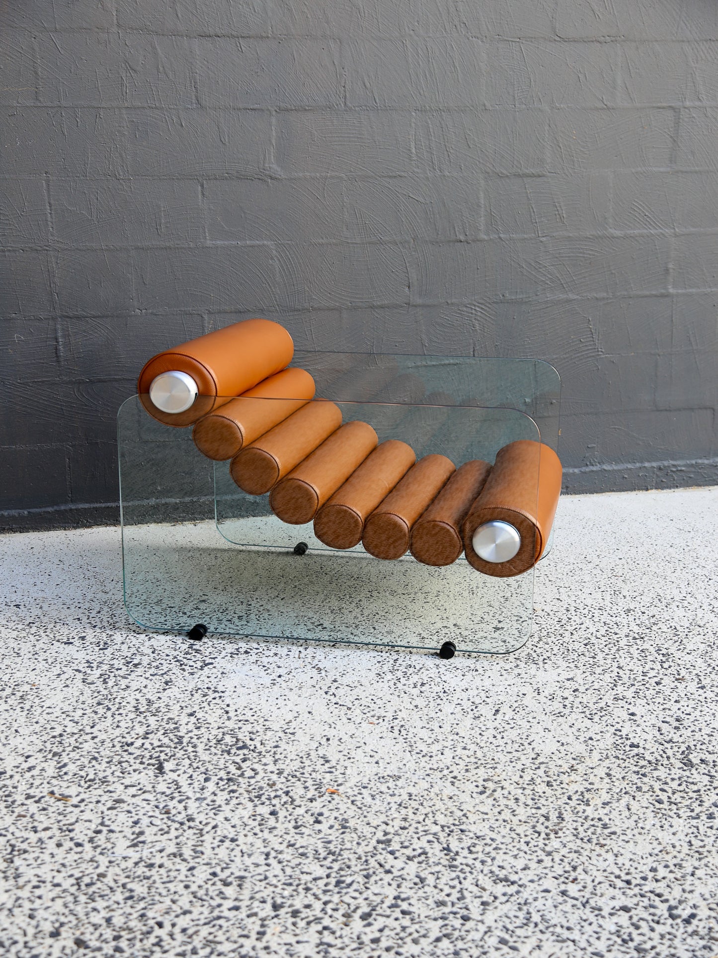 Hyaline Armchair by Fabio Lenci for Standing Italy in Tan Leather 1970's