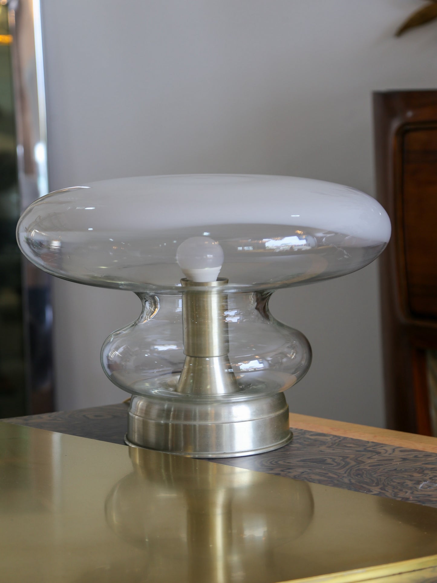 Murano Glass and Chrome Table Lamp by Roberto Pamio