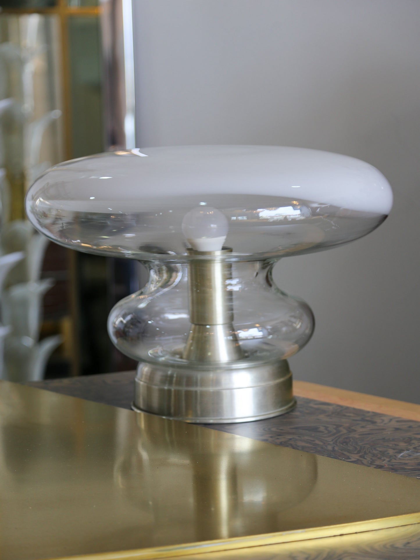 Murano Glass and Chrome Table Lamp by Roberto Pamio