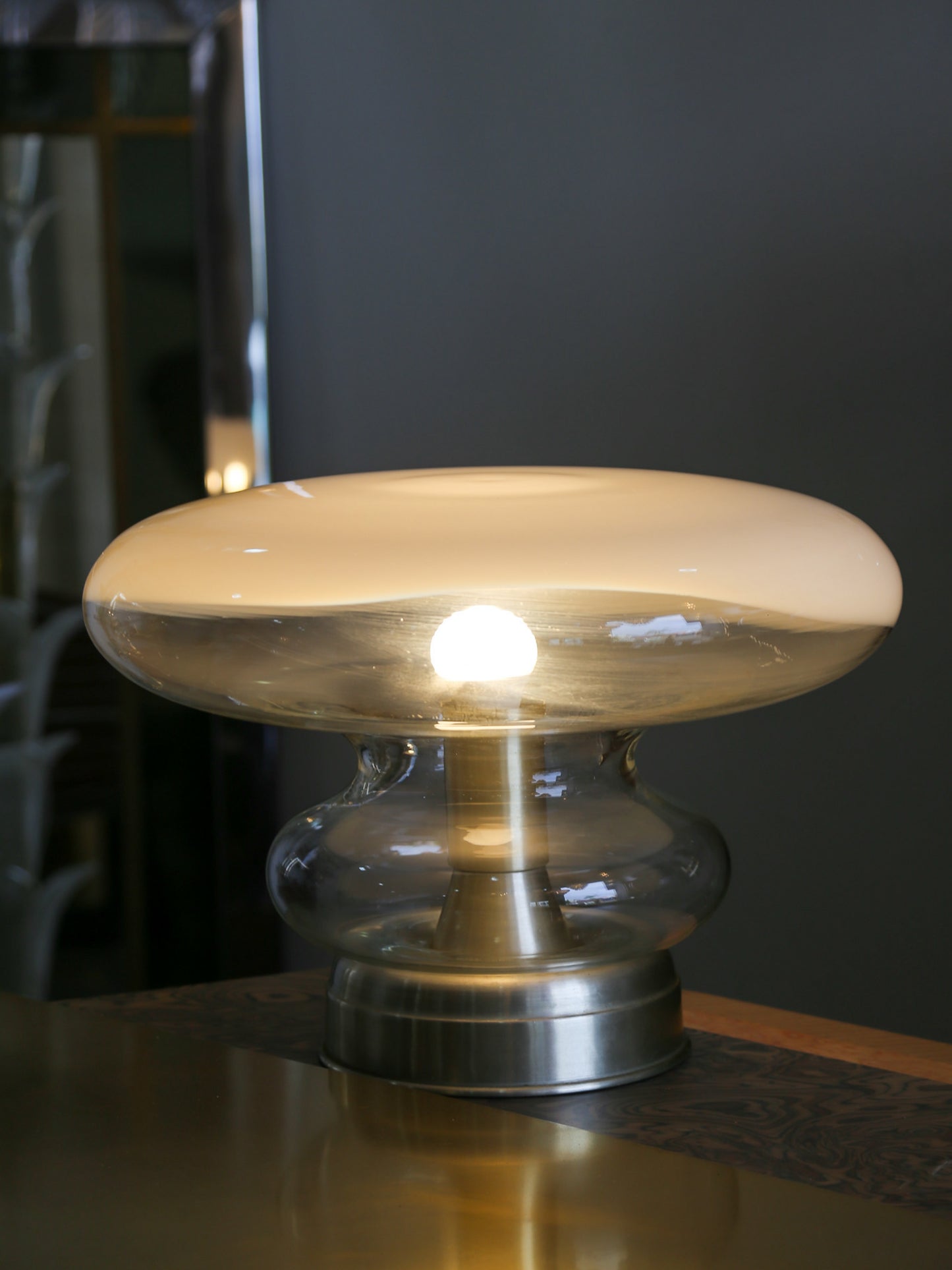 Murano Glass and Chrome Table Lamp by Roberto Pamio