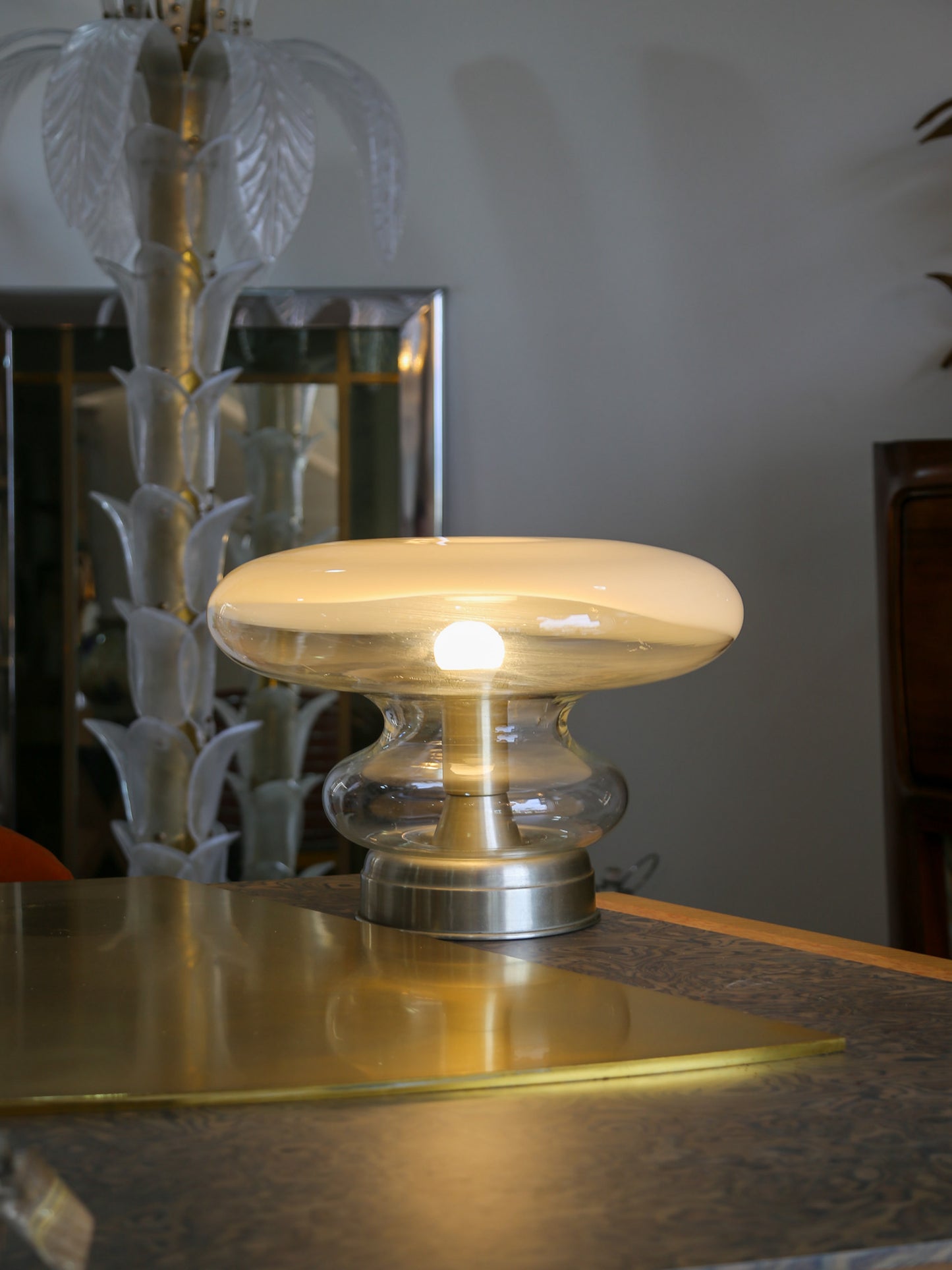 Murano Glass and Chrome Table Lamp by Roberto Pamio