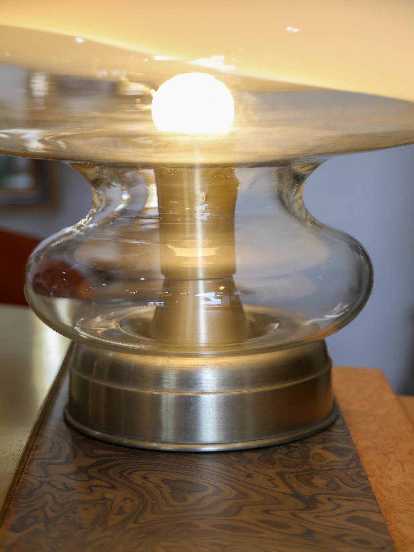 Murano Glass and Chrome Table Lamp by Roberto Pamio