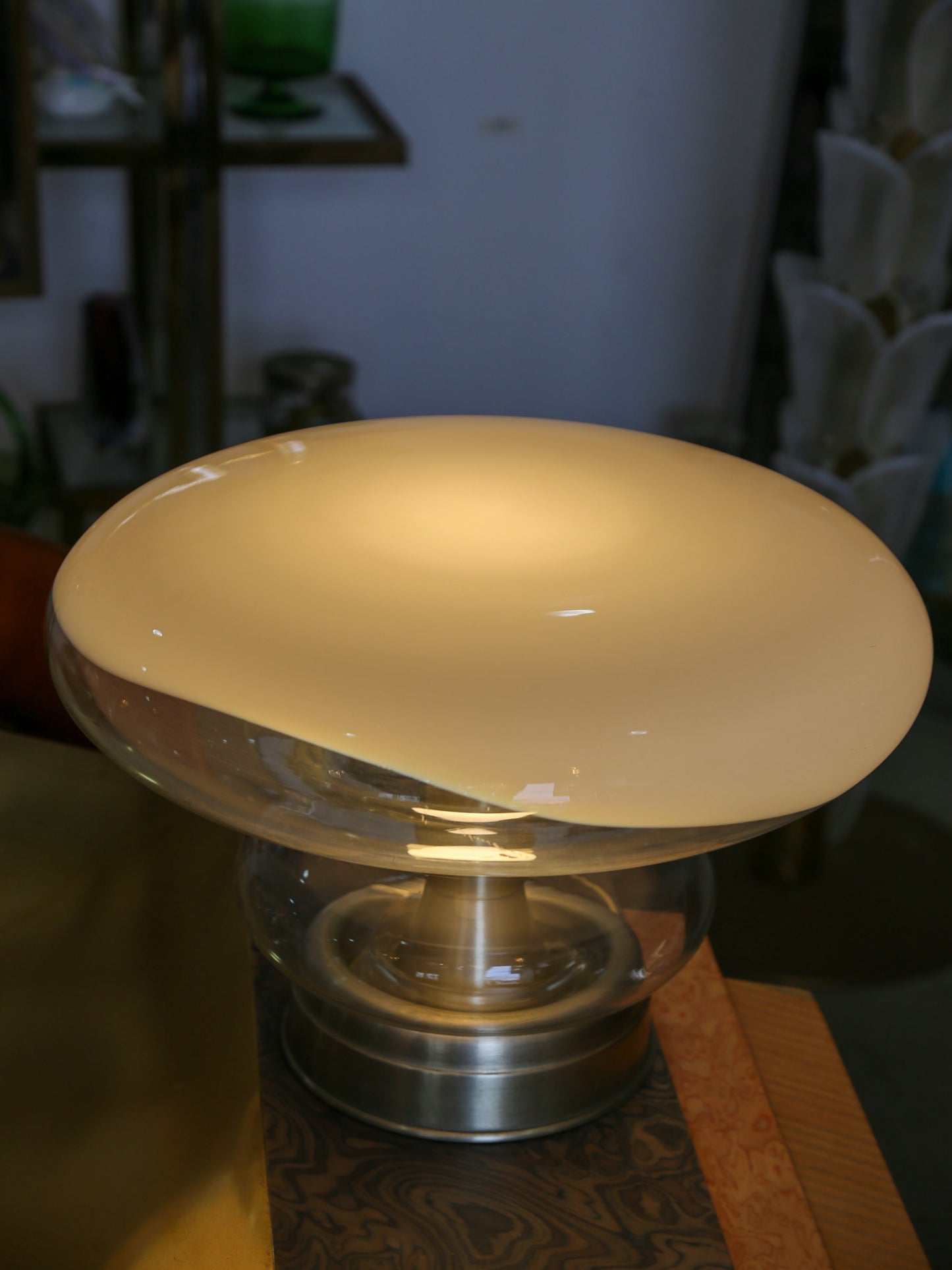 Murano Glass and Chrome Table Lamp by Roberto Pamio