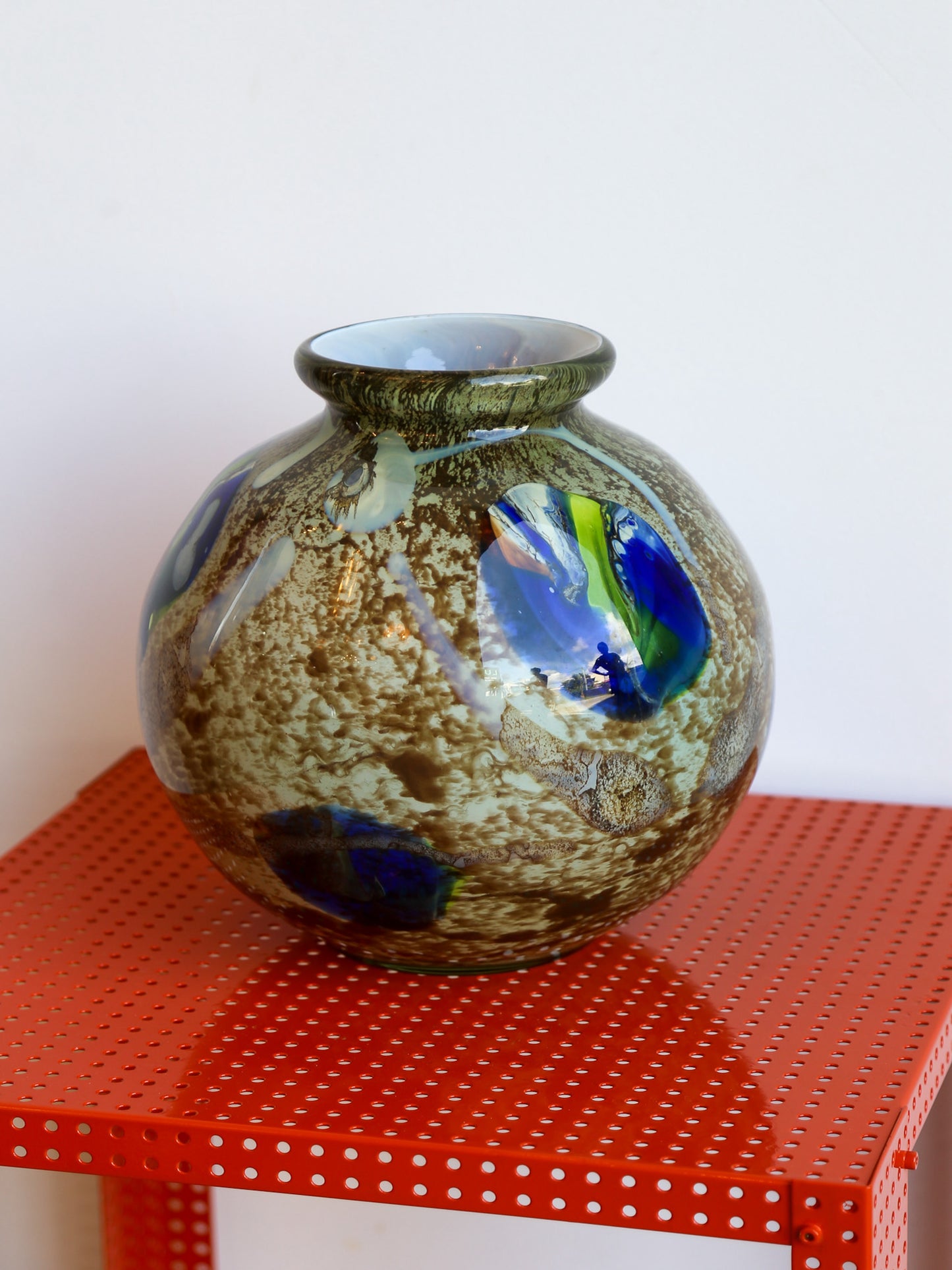 Venini Large Murano Glass Spherical Vase 1907s