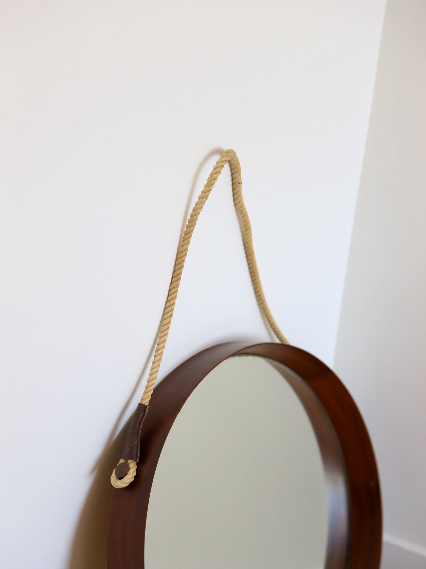 Round Wall Mirror with Teakwood Frame 1960s