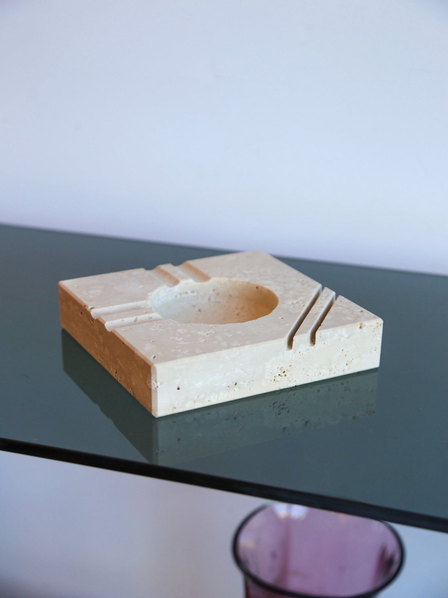 Fratelli Mannelli Square Travertine ashtray 1970s - Lumini Collections