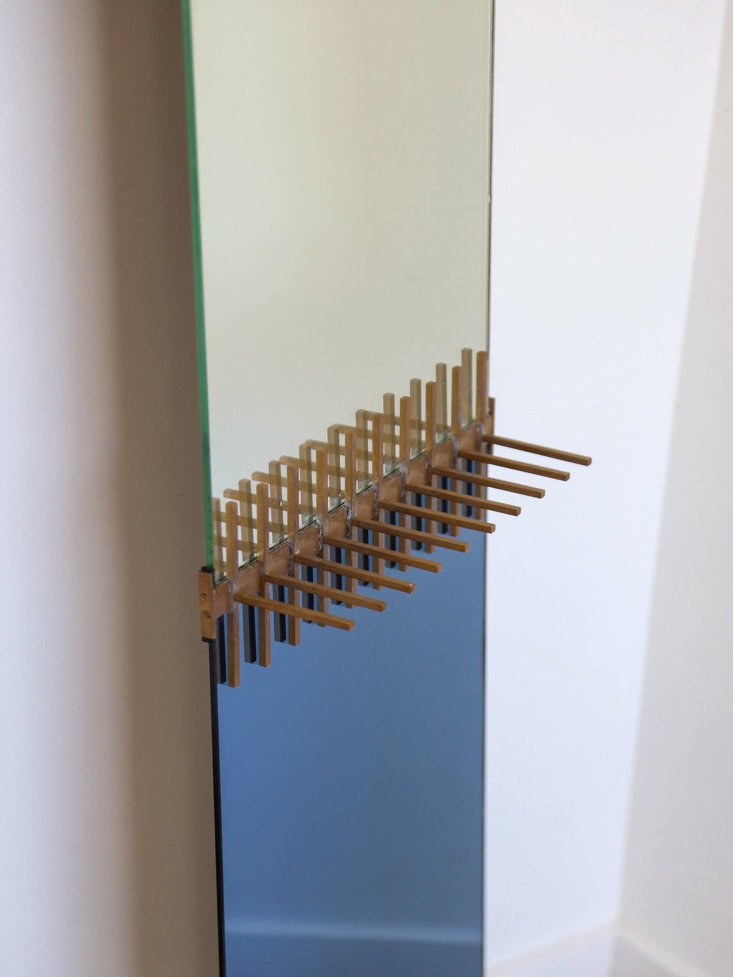 Ettore Sottsass for Santambrogio De Berti Brass & Glass Wall Mirror 1958 - Lumini Collections