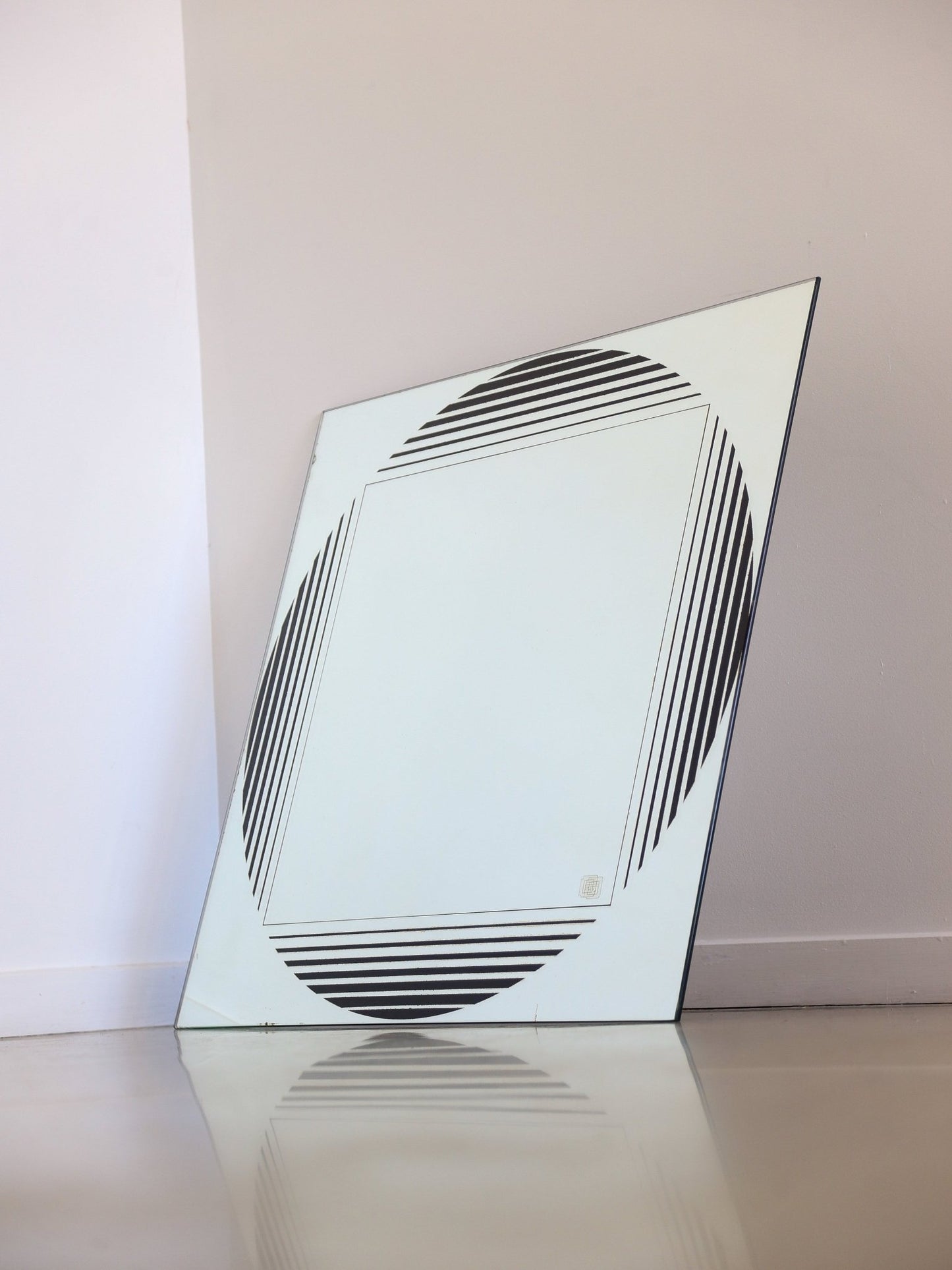 Mid Century Modern Gianni Celada for Fontana Arte Geometrical Theme Wall Mirror - Lumini Collections