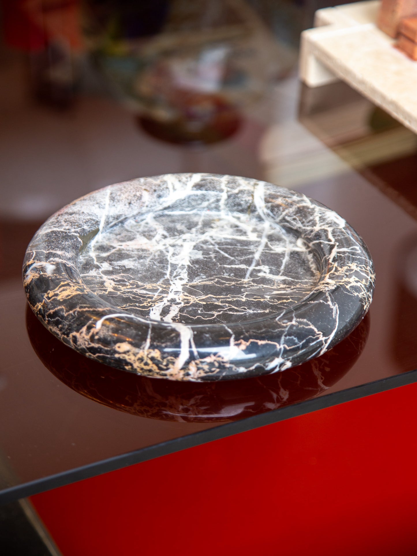 Black Marble Round Ashtray or Empty Pockets by Sergio Asti