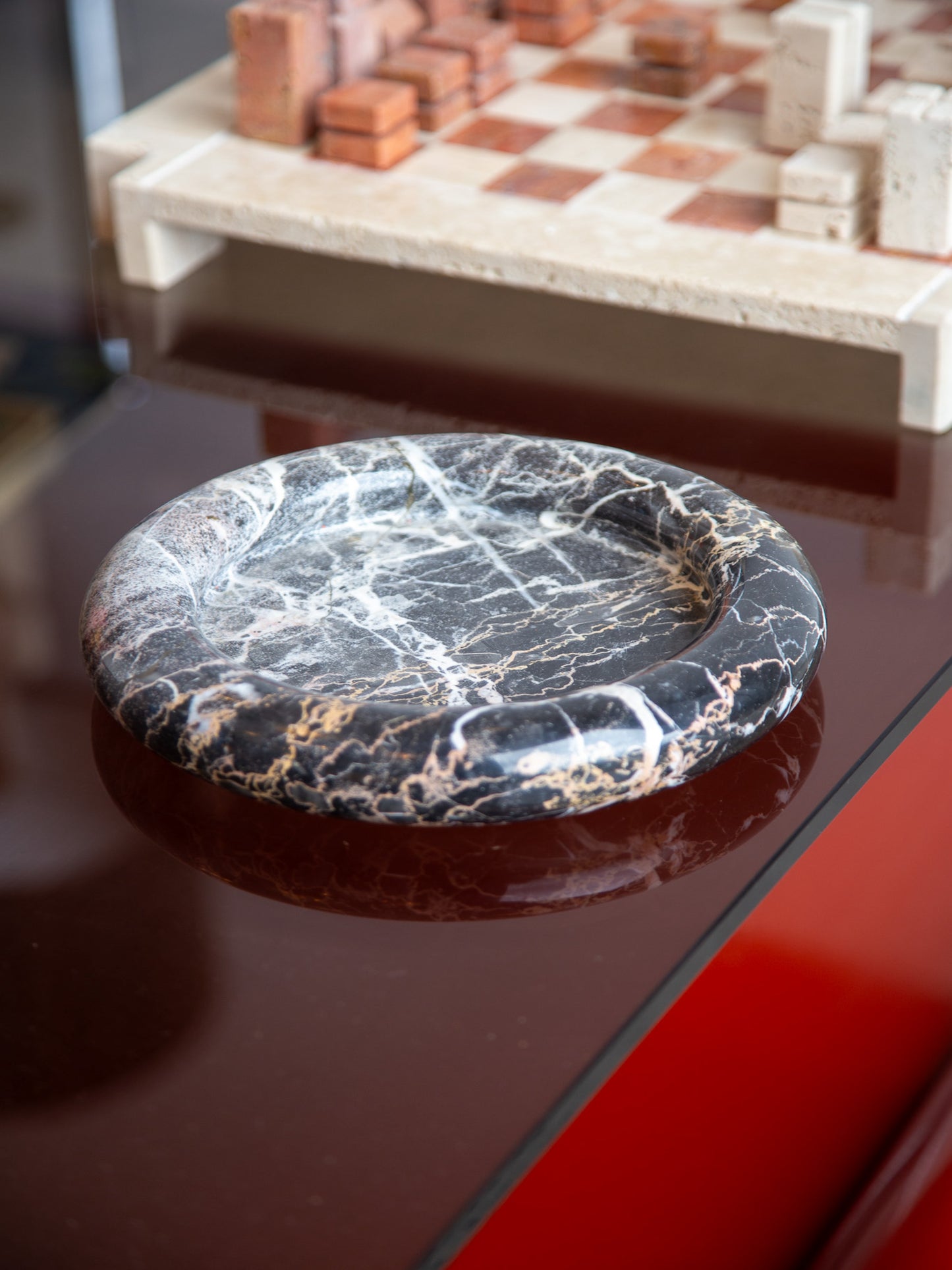 Black Marble Round Ashtray or Empty Pockets by Sergio Asti