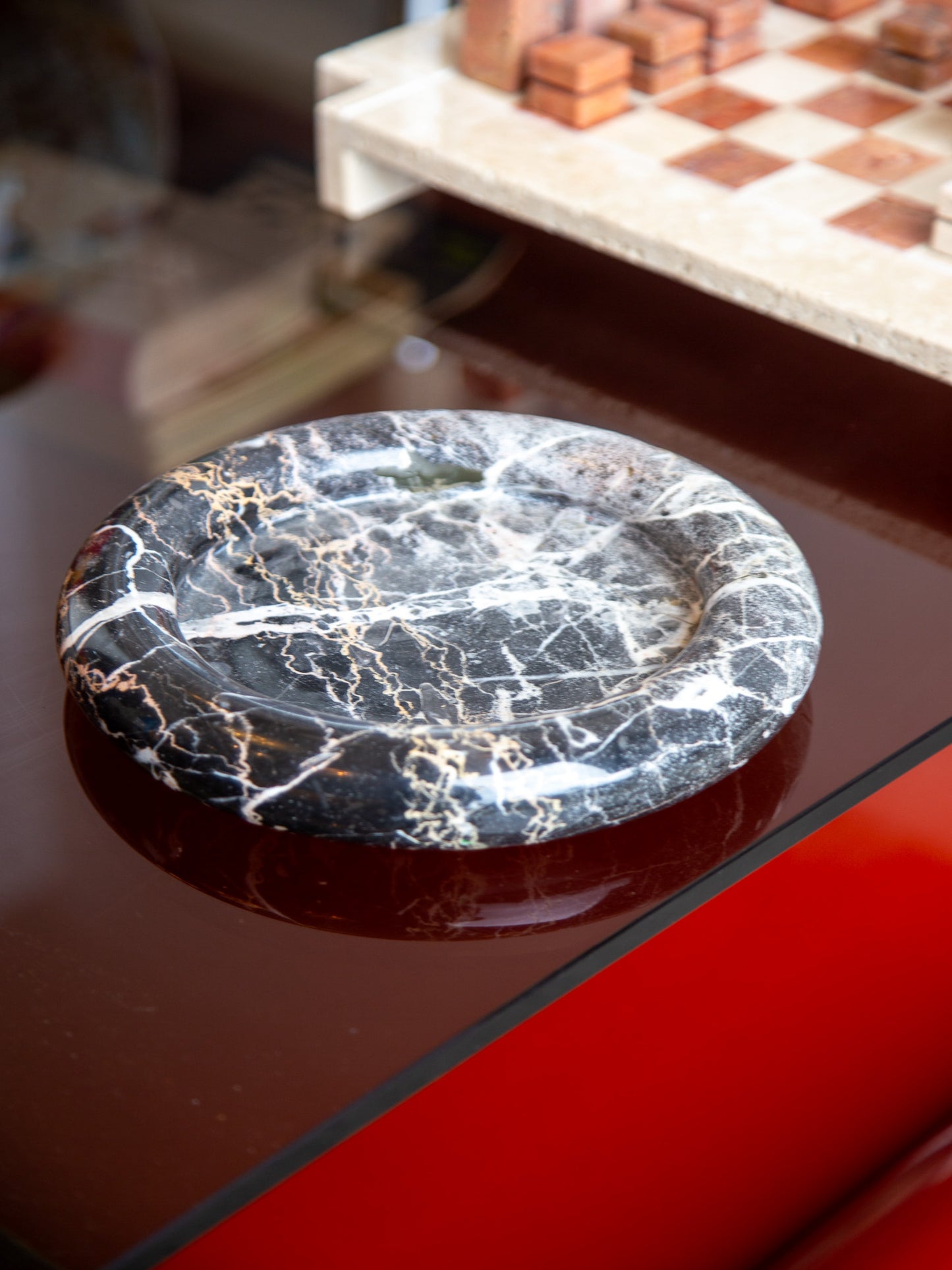 Black Marble Round Ashtray or Empty Pockets by Sergio Asti
