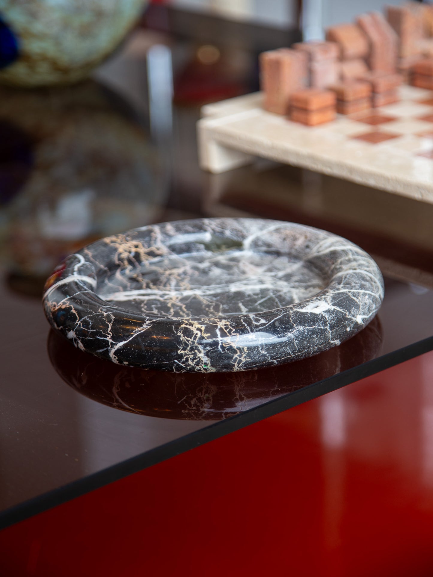 Black Marble Round Ashtray or Empty Pockets by Sergio Asti