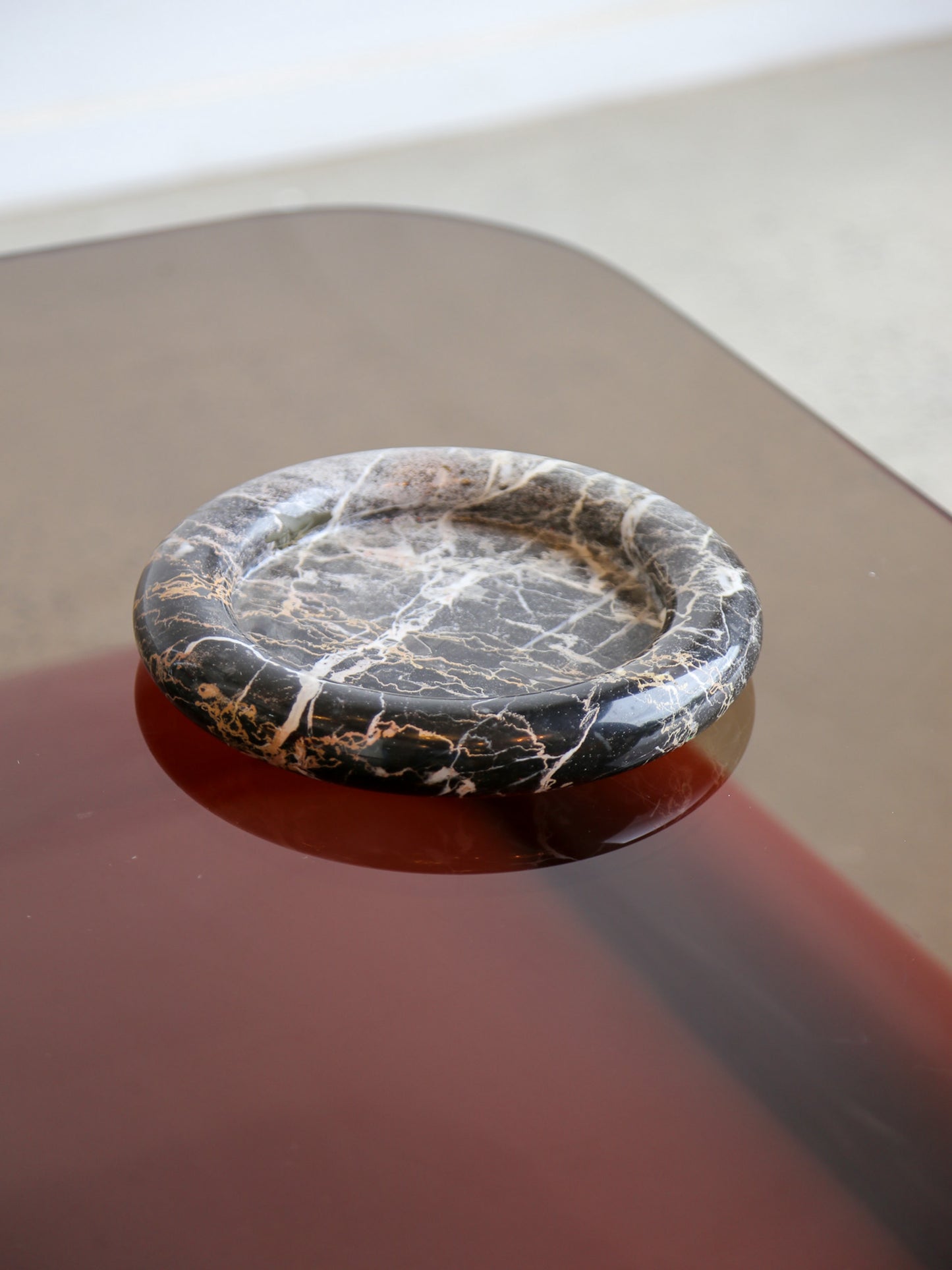 Black Marble Round Ashtray or Empty Pockets by Sergio Asti