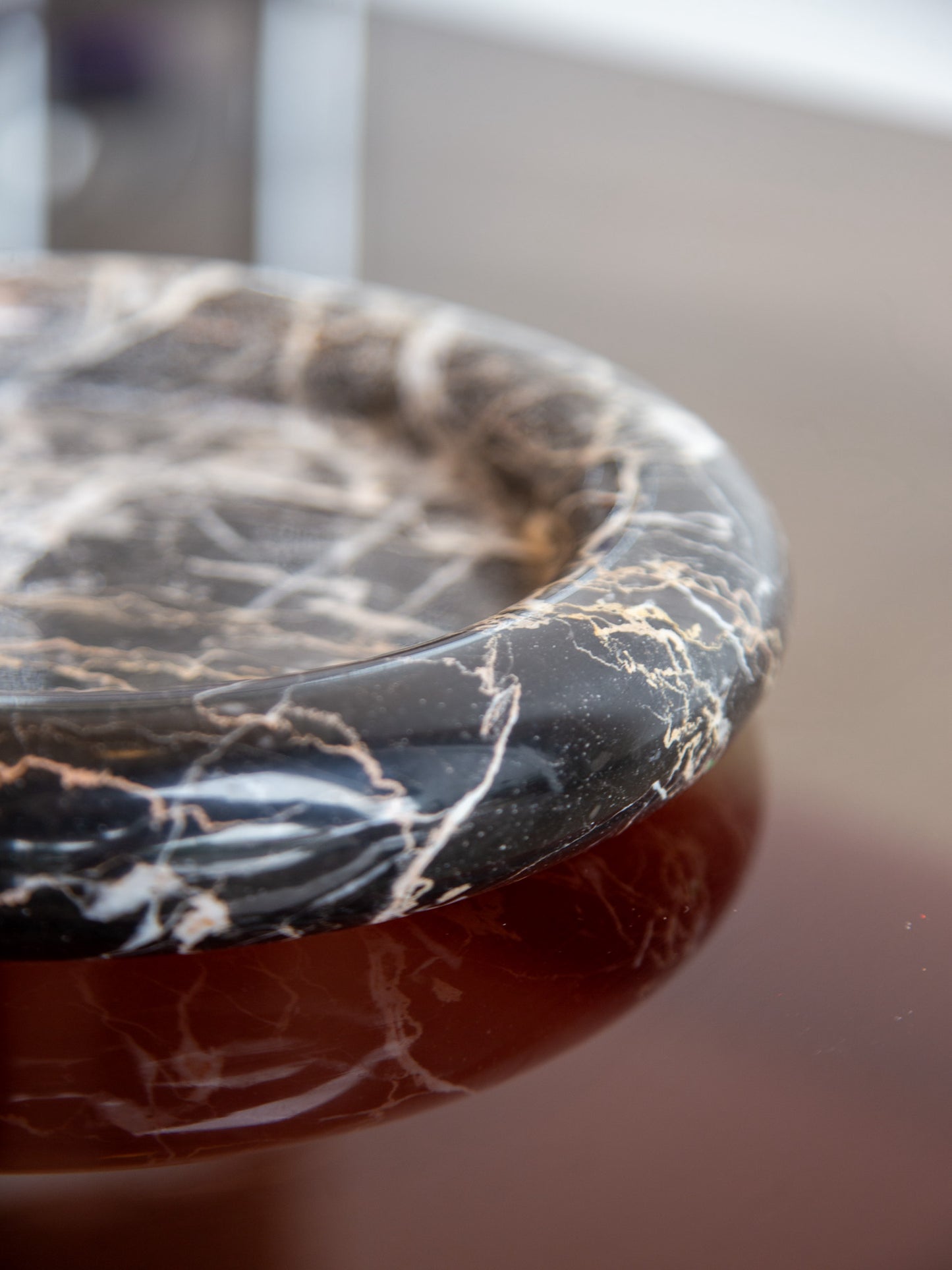 Black Marble Round Ashtray or Empty Pockets by Sergio Asti