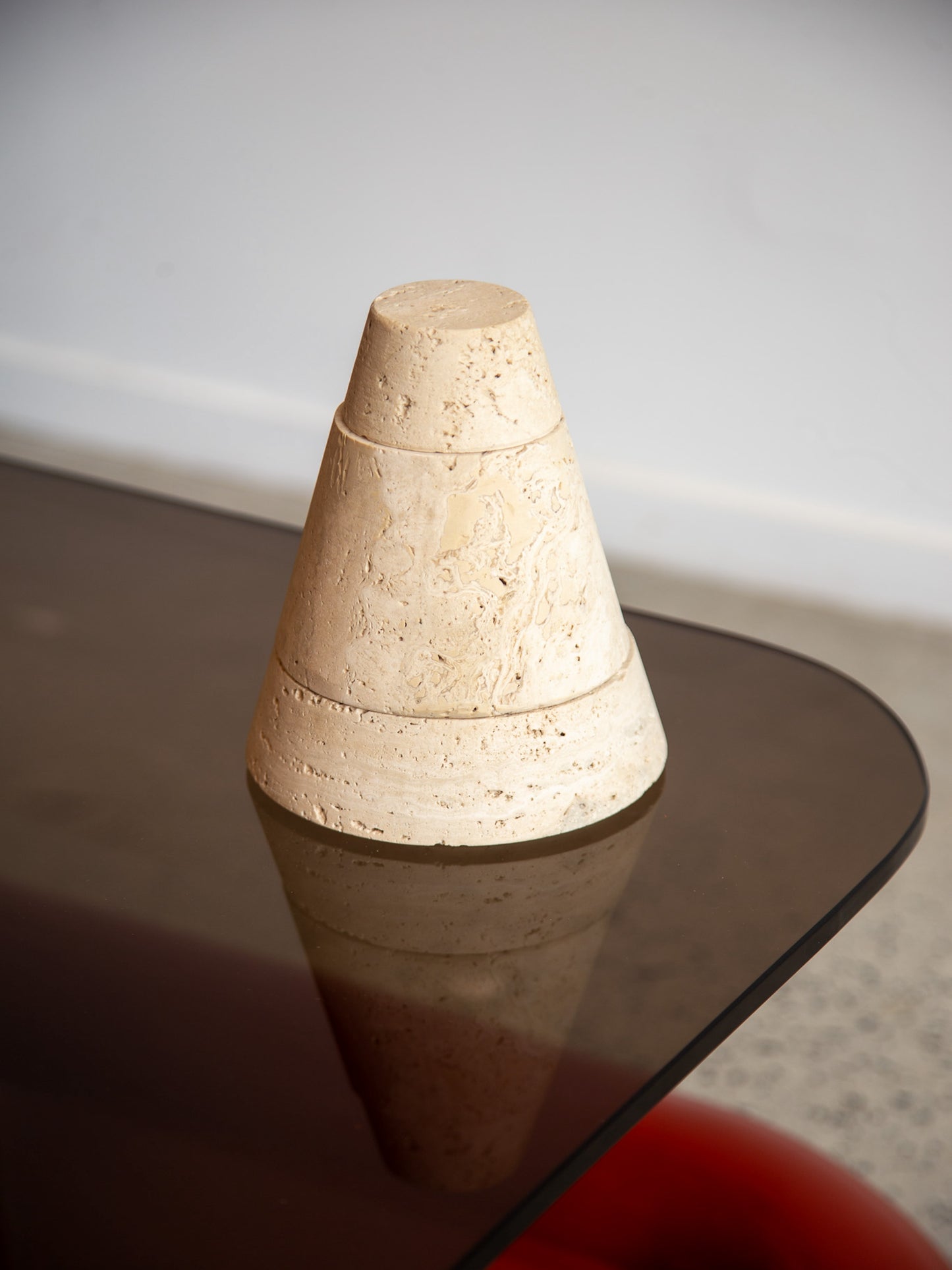 Three Pieces Bowl Nesting Travertine Centrepiece by Fratelli Mannelli