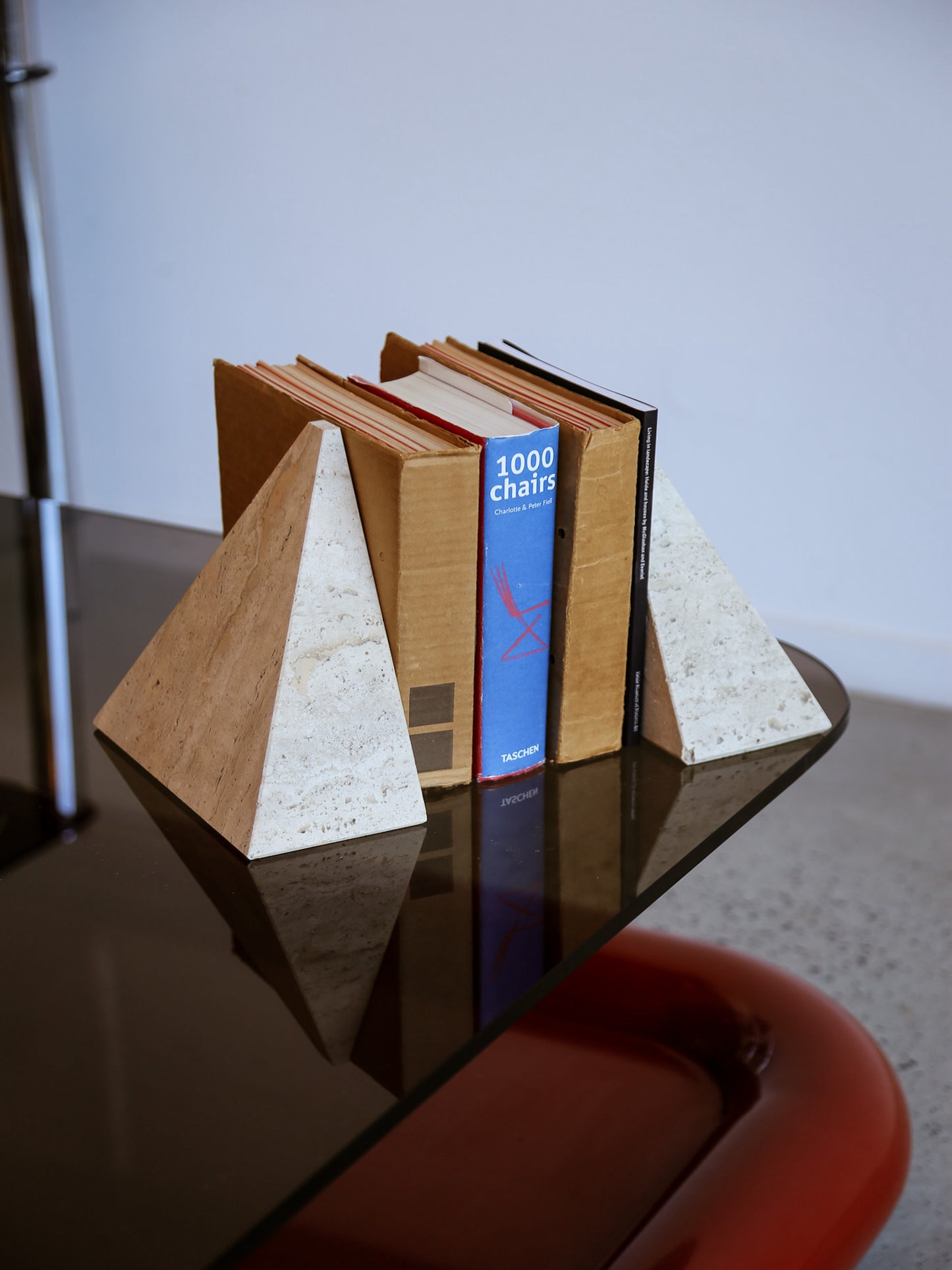 Travertine Pyramid Bookends