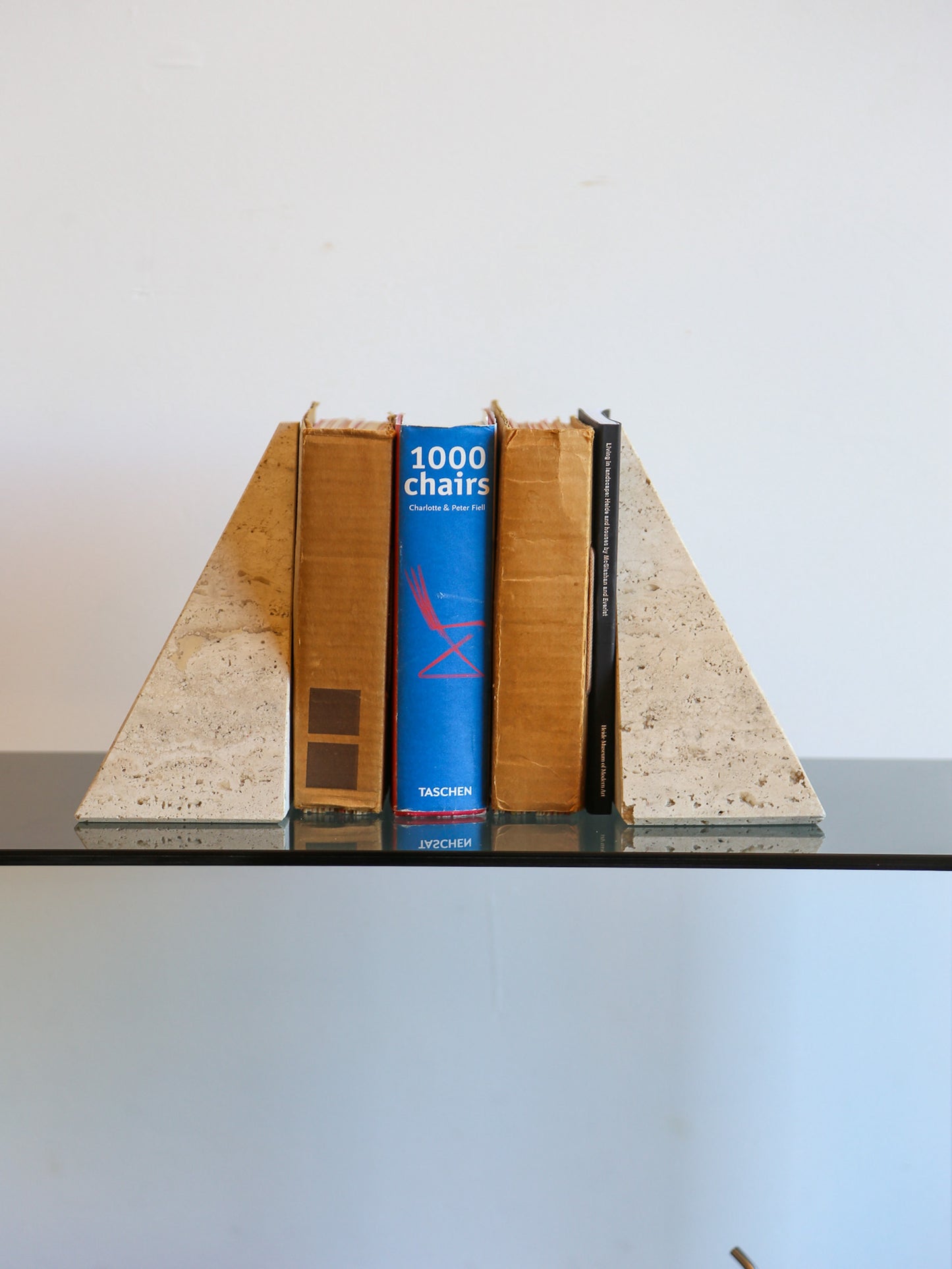 Travertine Pyramid Bookends
