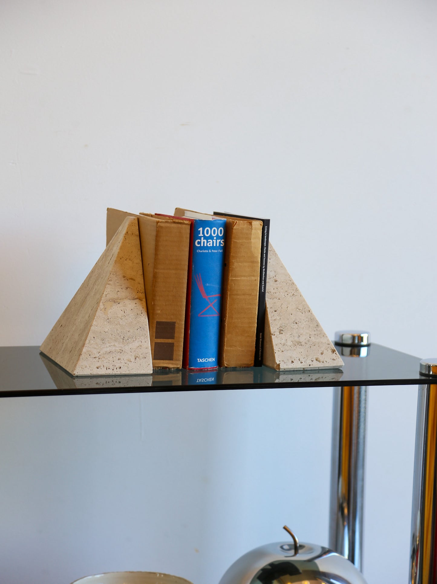 Travertine Pyramid Bookends