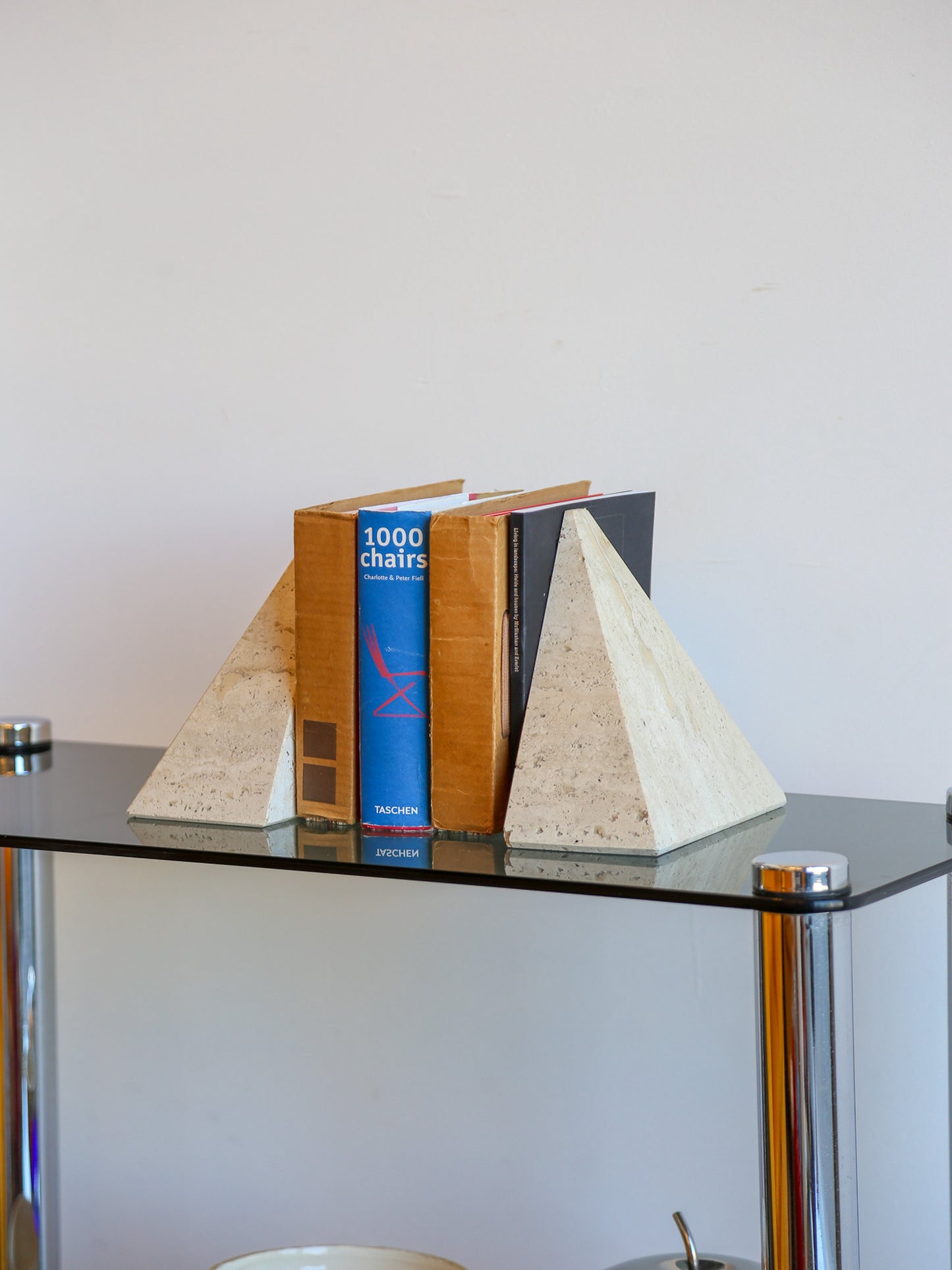 Travertine Pyramid Bookends