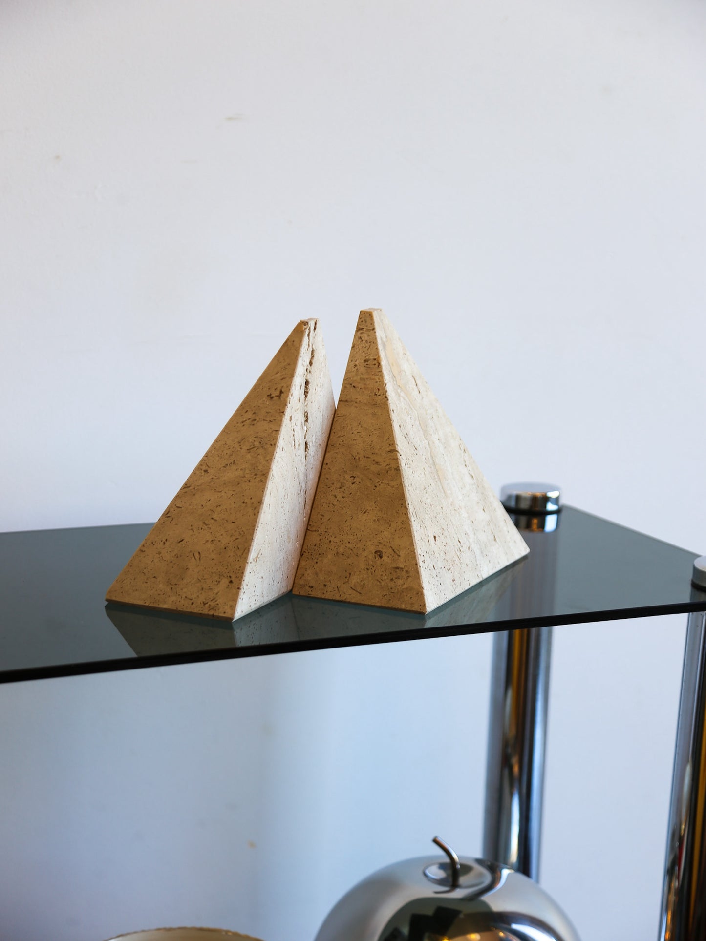 Travertine Pyramid Bookends