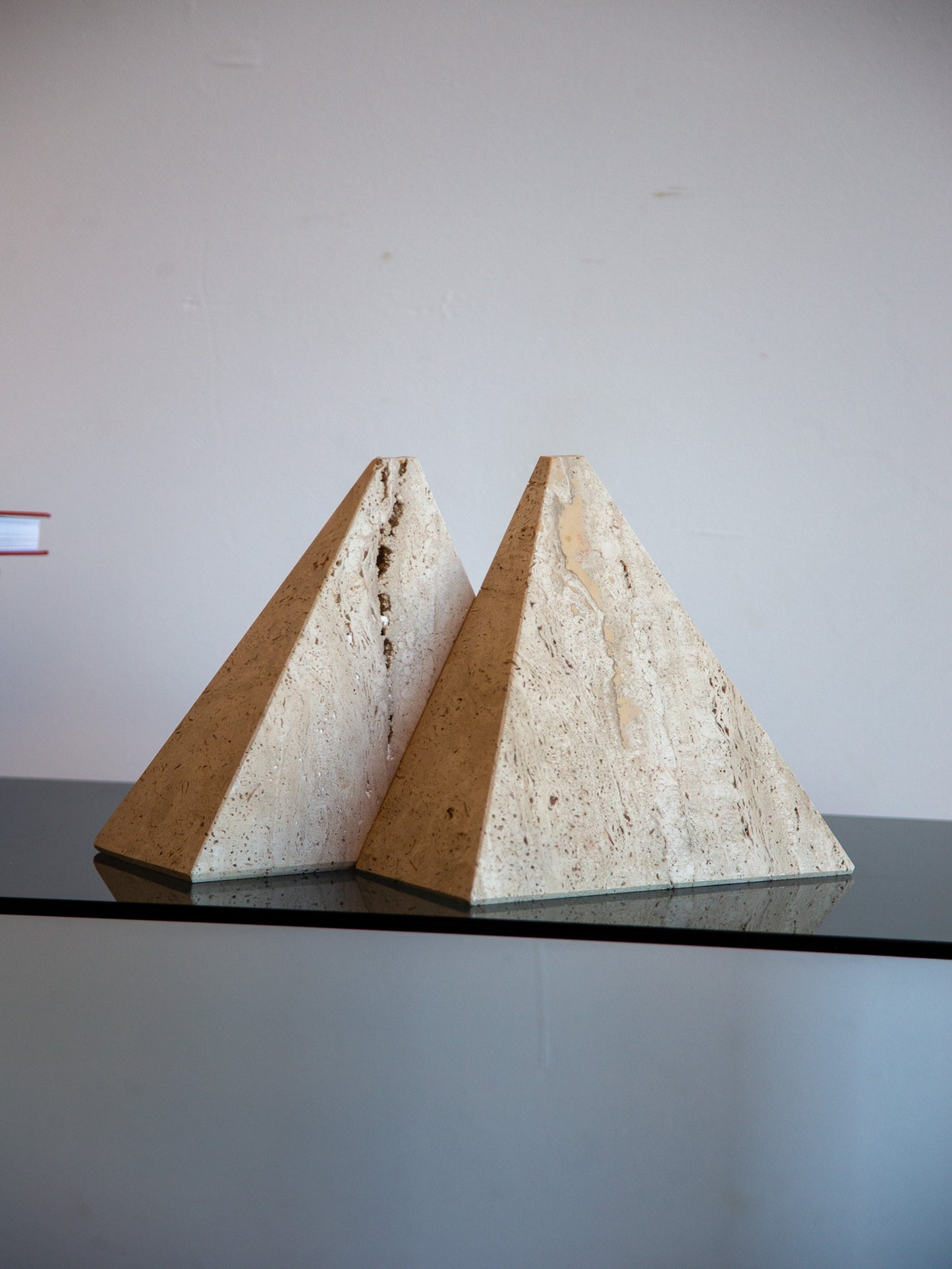 Travertine Pyramid Bookends