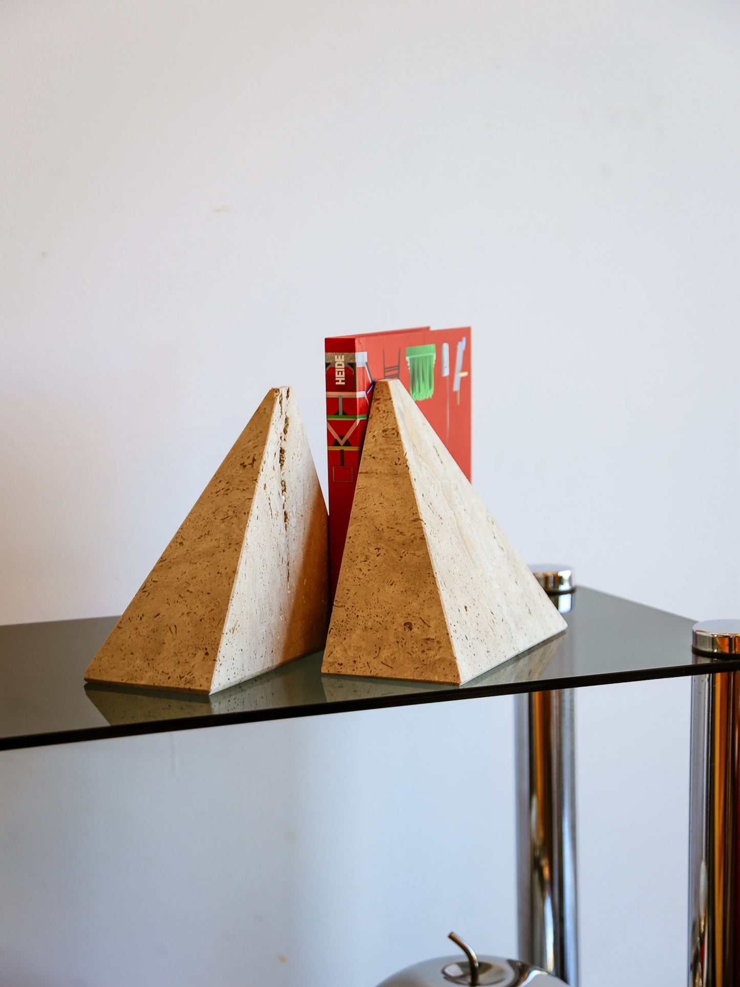 Travertine Pyramid Bookends