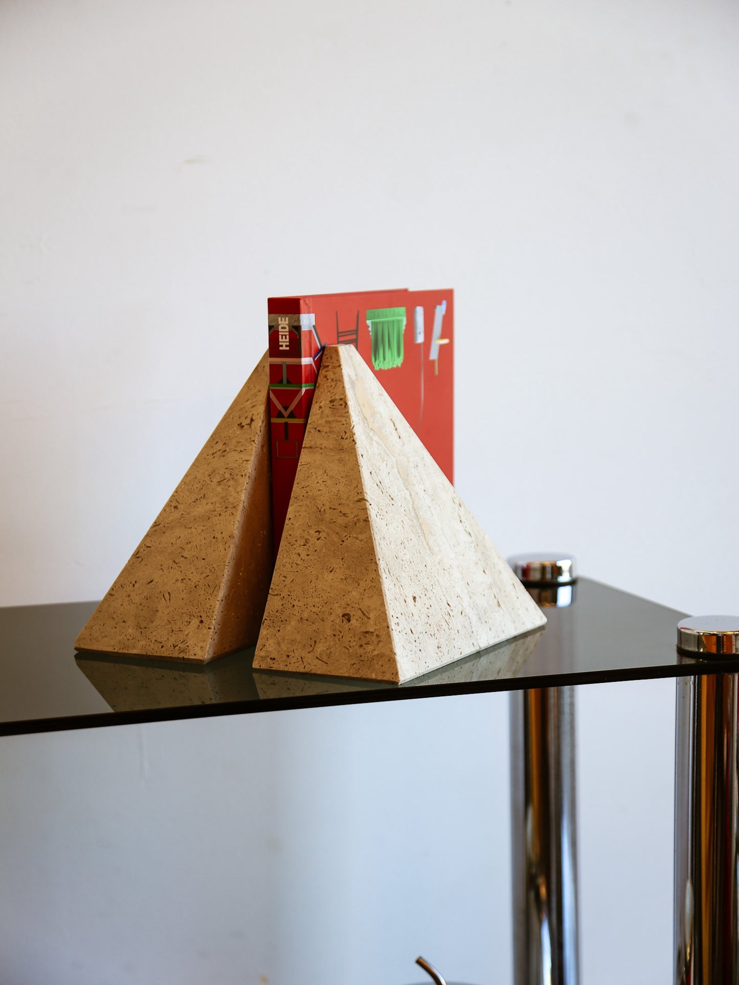 Travertine Pyramid Bookends