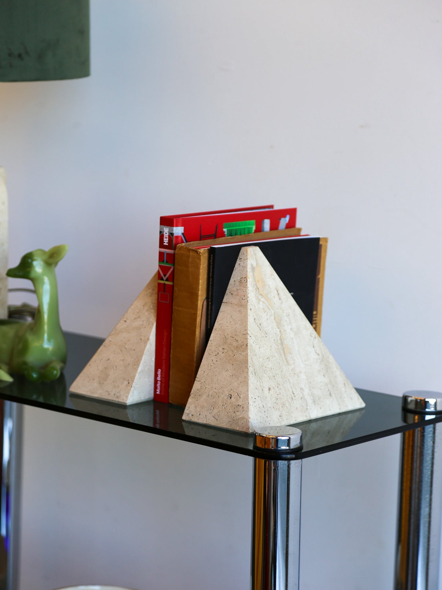 Travertine Pyramid Bookends