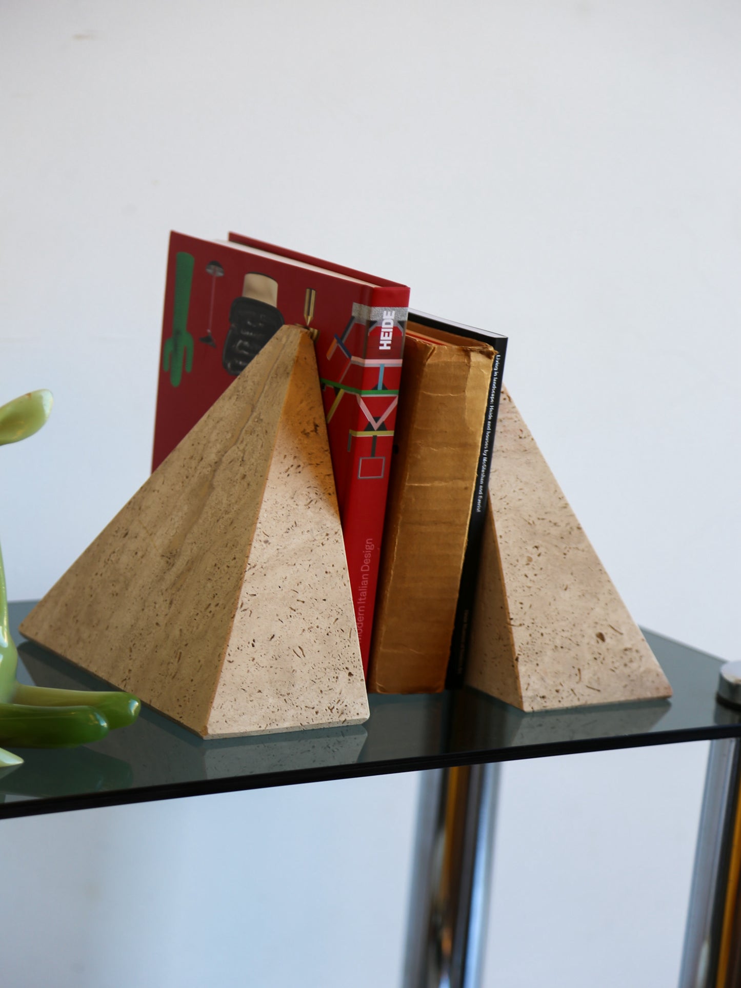Travertine Pyramid Bookends