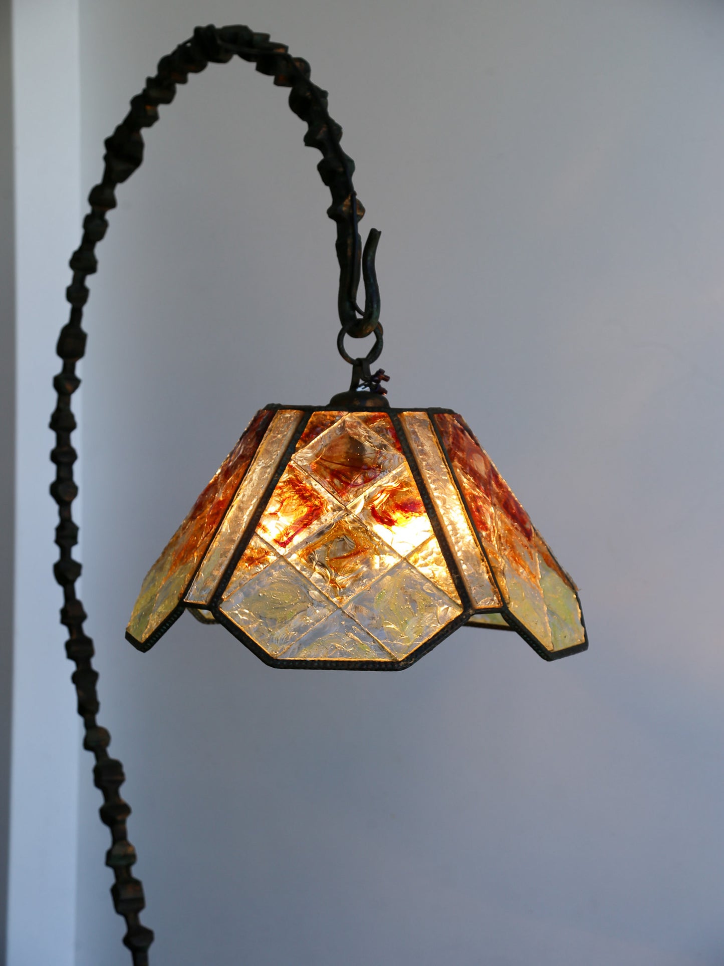 Albano Poli for Poliarte Brutalist Floor Lamp in Murano Glass & Bronze
