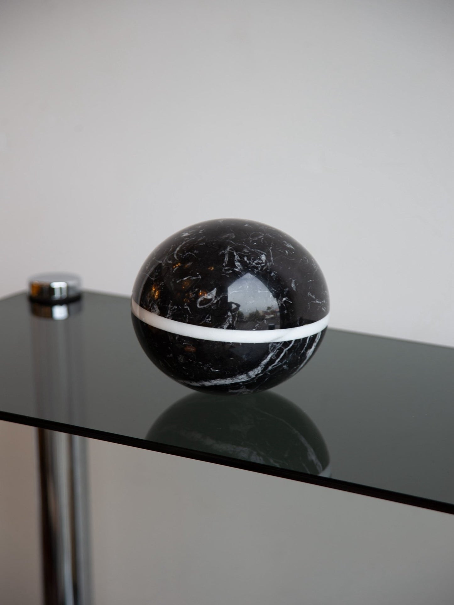 Black Marquina and White Carrara Marble Sphere - Lumini Collections
