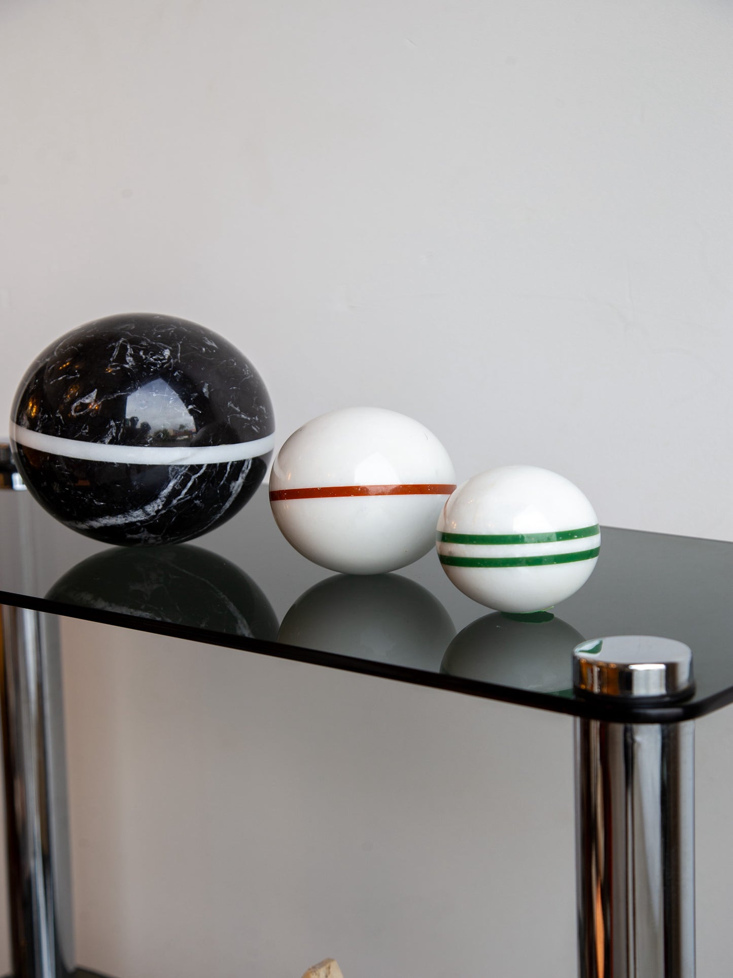 Black Marquina and White Carrara Marble Sphere