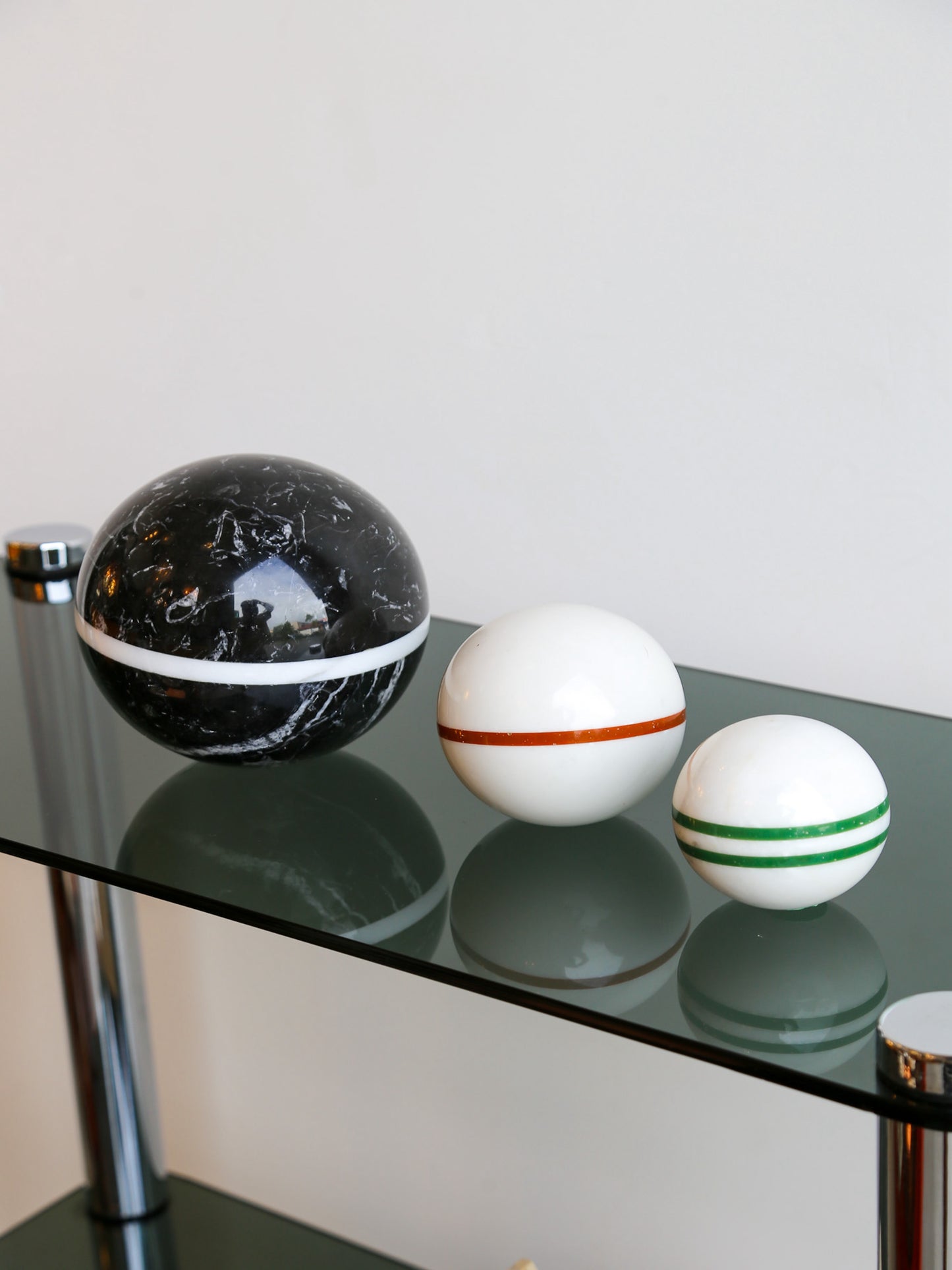 Black Marquina and White Carrara Marble Sphere