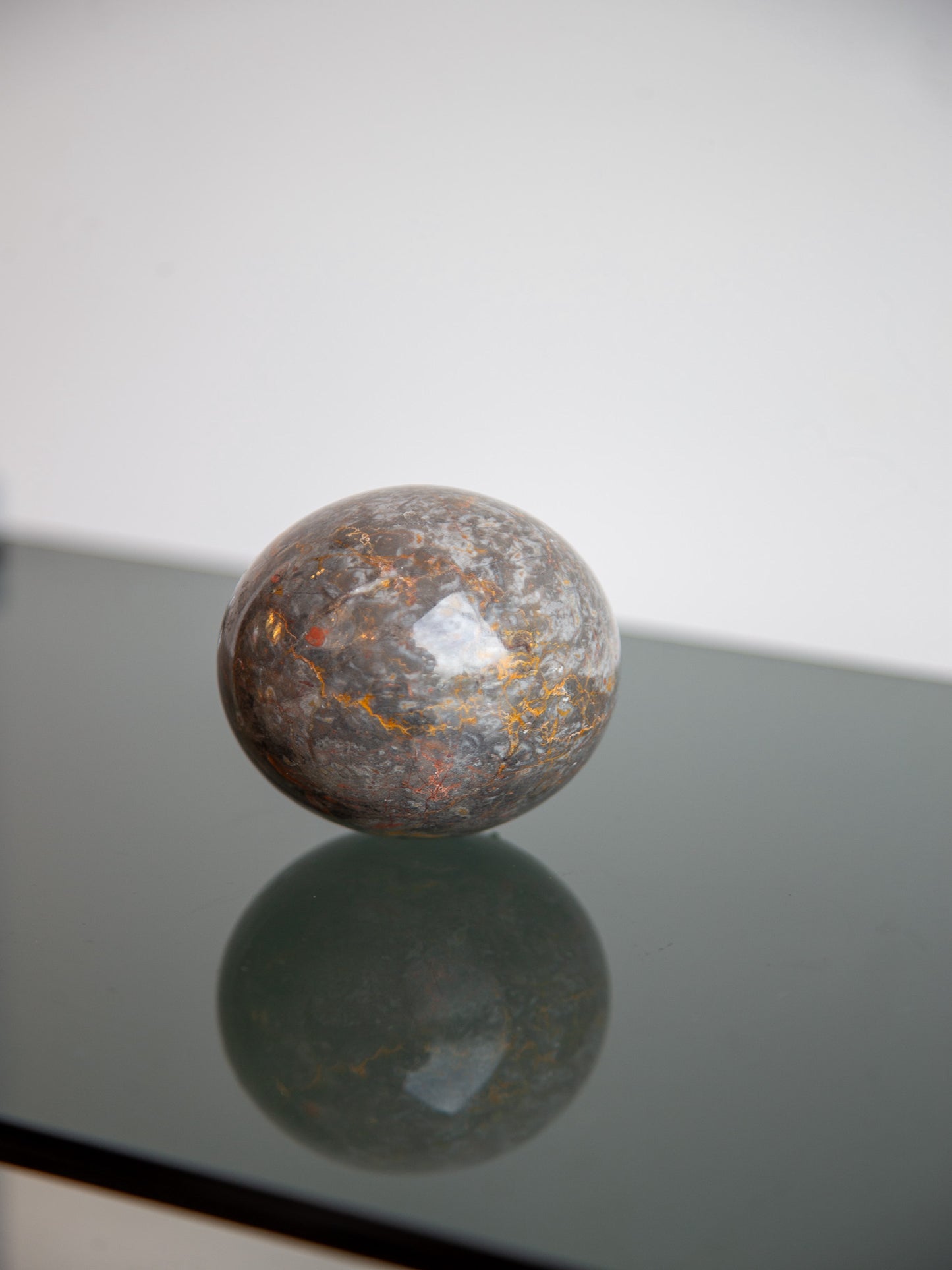 Polished Breccia Marble Sphere Sculpture