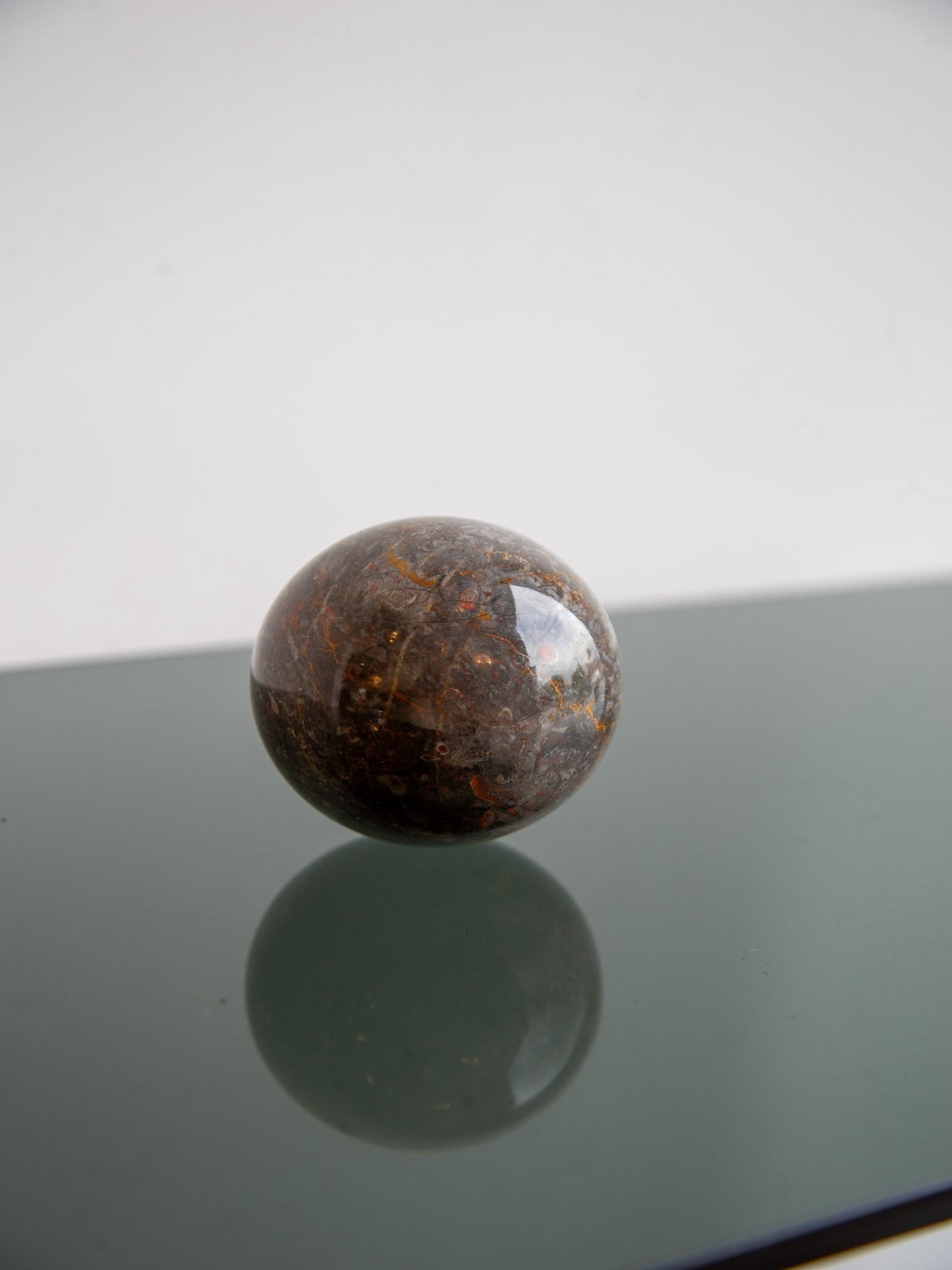 Polished Breccia Marble Sphere Sculpture - Lumini Collections