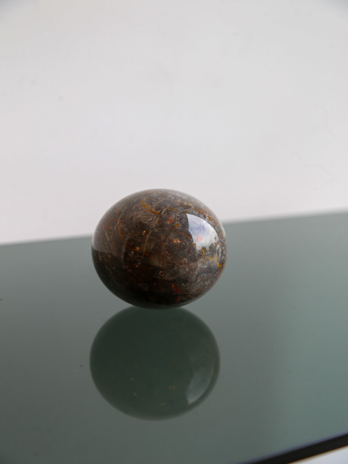 Polished Breccia Marble Sphere Sculpture