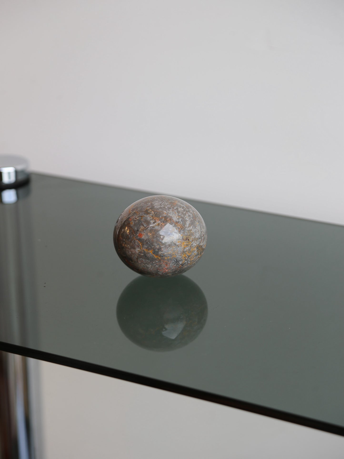Polished Breccia Marble Sphere Sculpture